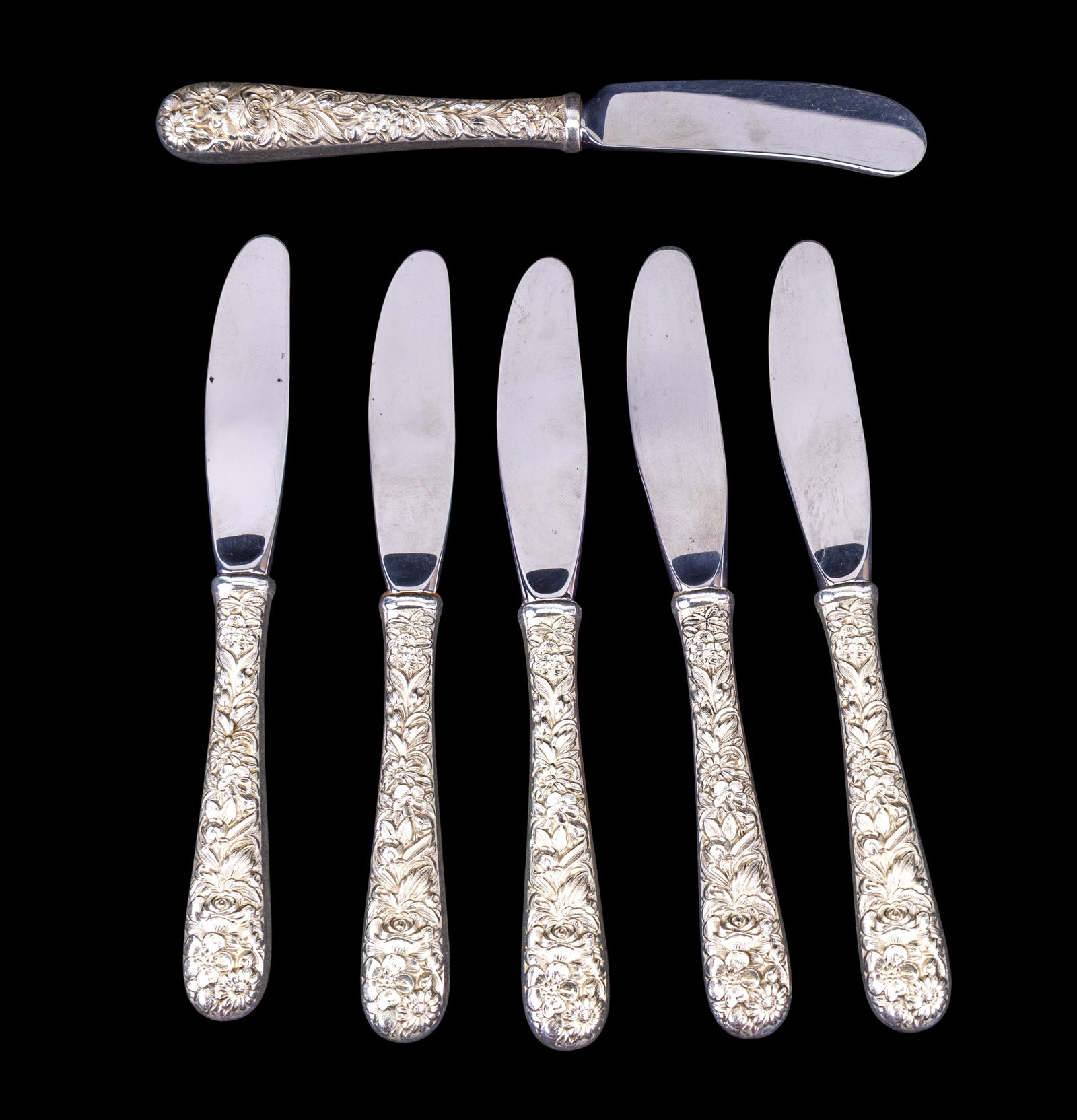 6 S. Kirk & Son Repousse Butter Knives (1 of 5)
