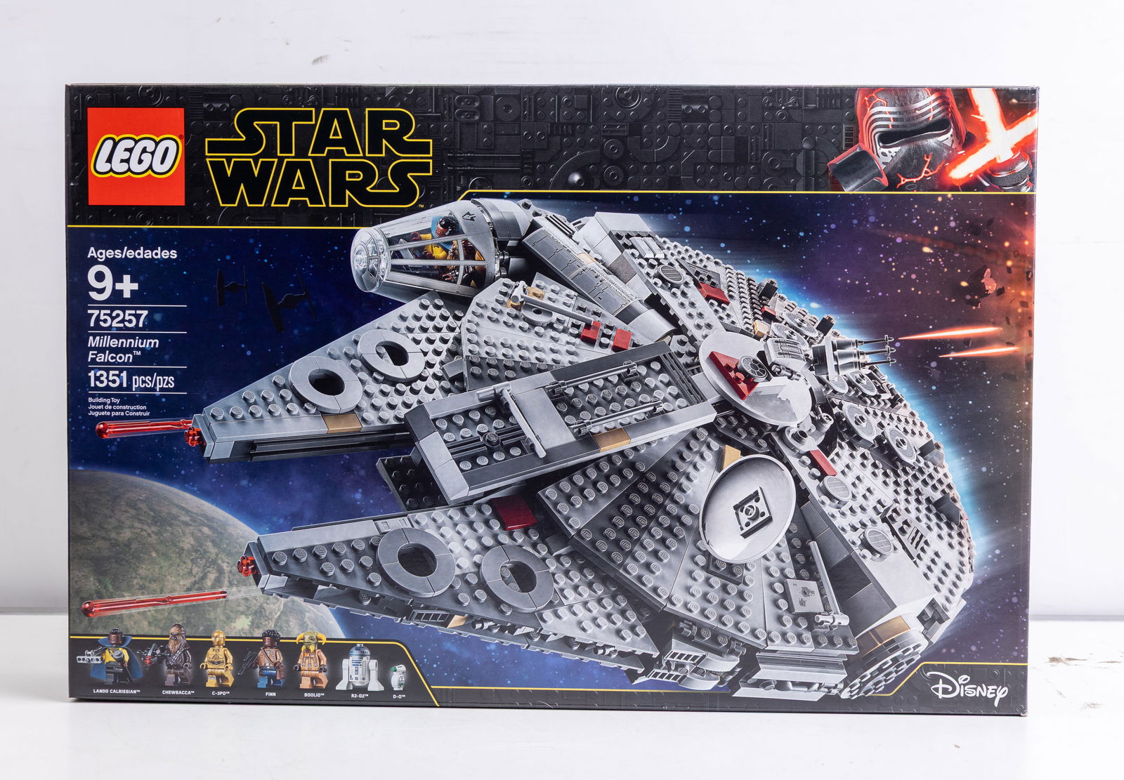 LEGO Star Wars Millennium Falcon 75257: LEGO Star Wars Millennium Falcon set (75257), new in box (NIB). The set includes 1,351 pieces and is recommended for ages 9 and up. Features an iconic design of the Millennium Falcon with detailed con