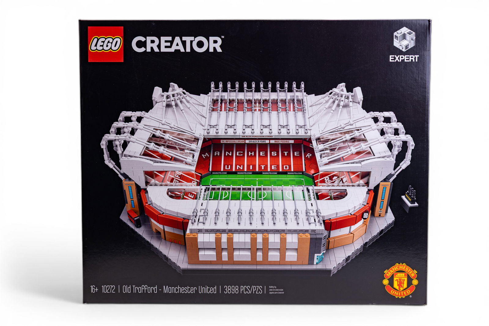 LEGO Creator Old Trafford Set 10272: LEGO Creator set 10272 featuring the Old Trafford - Manchester United stadium. The set includes 3,898 pieces and is designed for ages 16 and up. Factory sealed and new in the original box, never opene