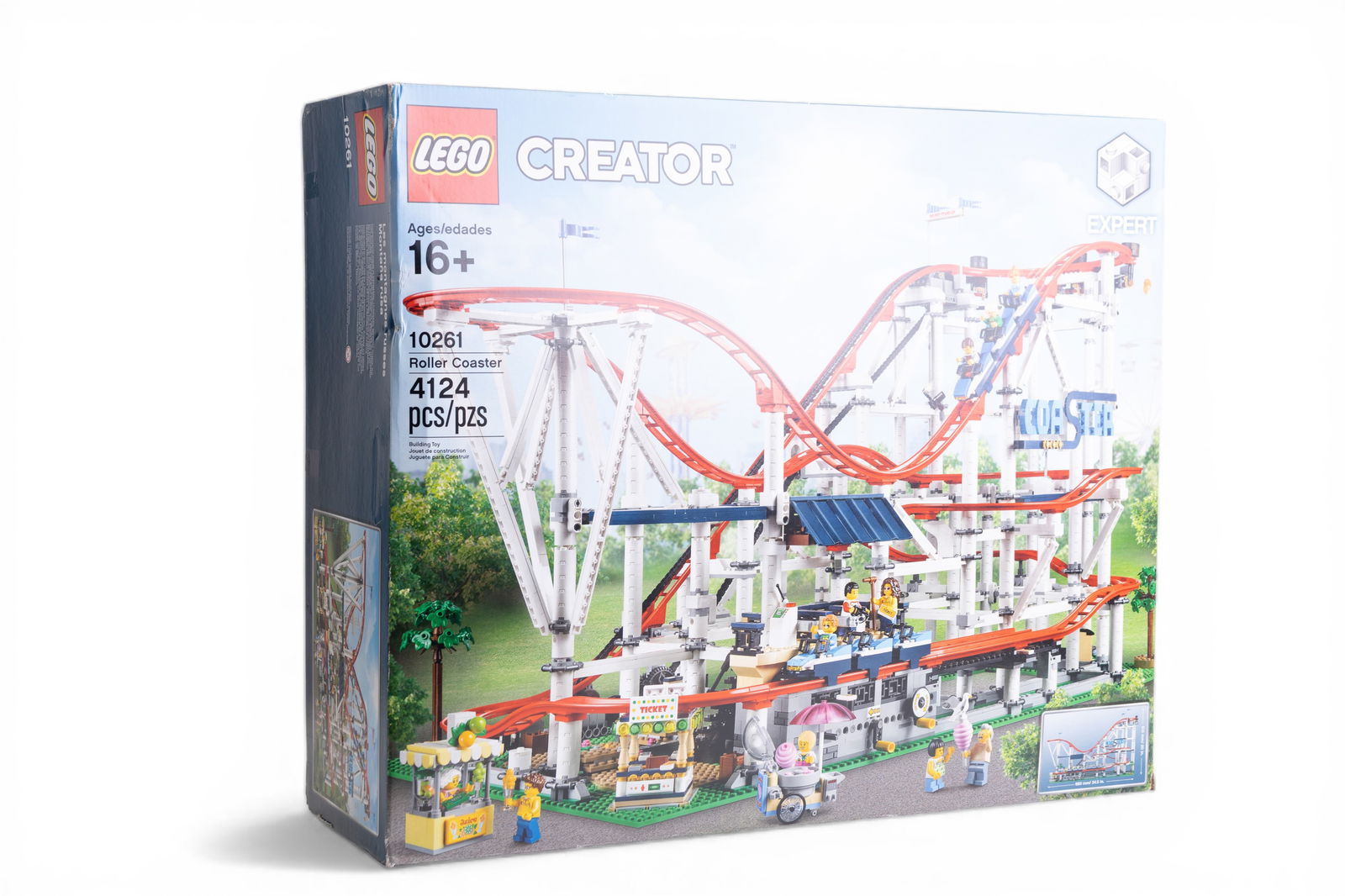 LEGO Creator Expert Roller Coaster Set 10261: LEGO Creator Expert Roller Coaster Set 10261, new in box and never opened. Includes 4,124 pieces to construct a fully functional roller coaster model with lots of detailed features and accessories. Bo