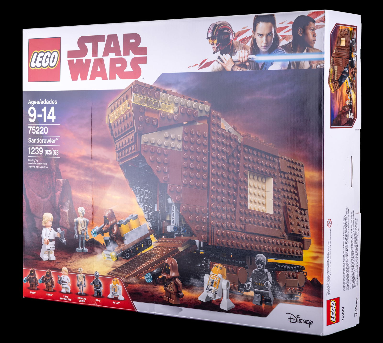 LEGO Star Wars Sandcrawler Set 75220 NIB: LEGO Star Wars Sandcrawler Set 75220, new in box (NIB), featuring 1,239 pieces. Includes multiple minifigures such as Jawas, a droid, and Luke Skywalker. Suitable for ages 9-14. Box shows no visible s