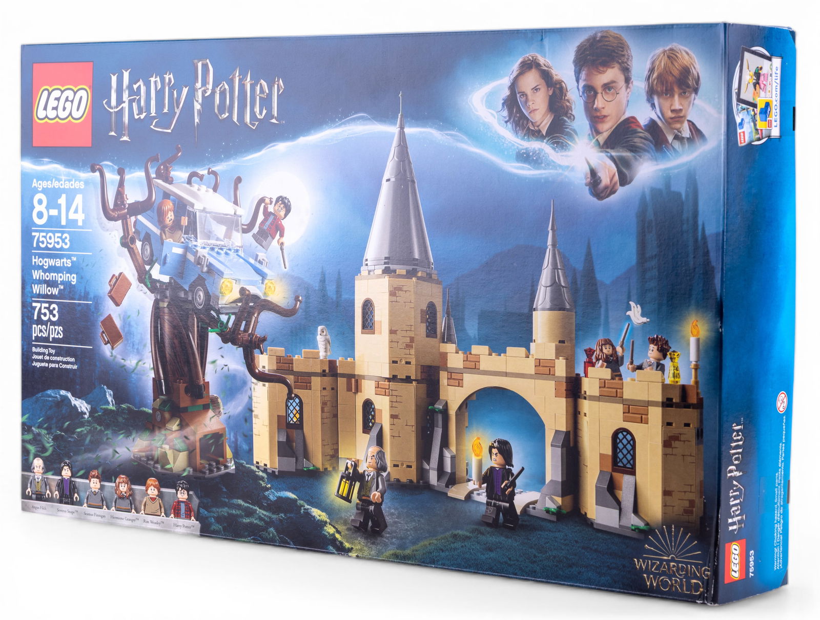 LEGO Harry Potter Whomping Willow 75953 NIB: LEGO Harry Potter Hogwarts Whomping Willow set 75953, suitable for ages 8-14. This set includes 753 pieces and six minifigures: Harry Potter, Ron Weasley, Hermione Granger, Seamus Finnigan, Argus Filc