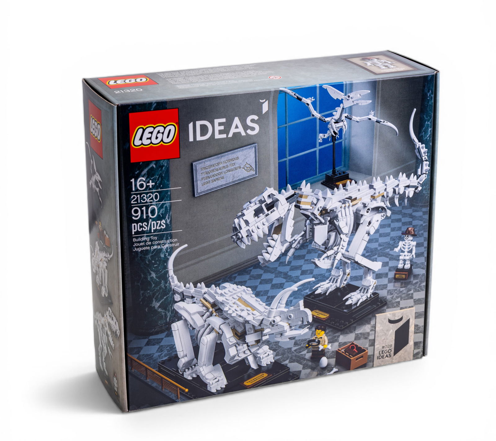 LEGO Ideas Dinosaur Fossils Set (21320) NIB: LEGO Ideas Dinosaur Fossils set (21320), new in box (NIB) and factory sealed. The set contains 910 pieces and is designed for ages 16 and up. Features detailed dinosaur skeleton models and a paleontol