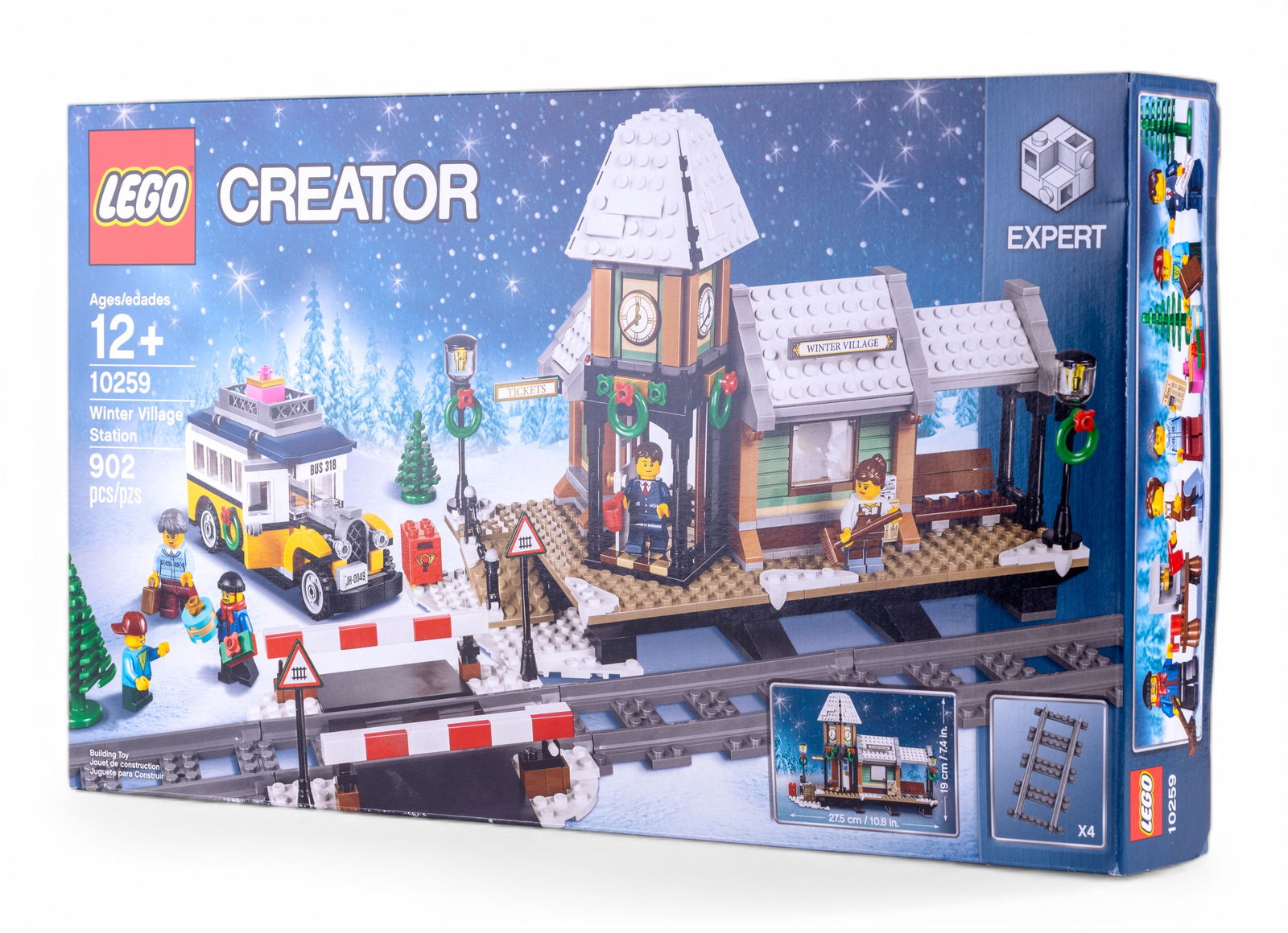 LEGO Creator 10259 Winter Village Station NIB: LEGO Creator Expert Winter Village Station set (10259), factory-sealed and new in box (NIB). Contains 902 pieces, including detailed components such as a holiday-themed train station, platform, festiv