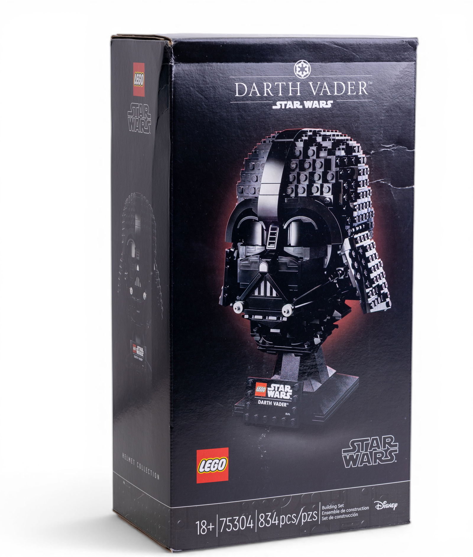 Lego Star Wars Darth Vader Helmet NIB: Lego Star Wars Darth Vader Helmet set, model number 75304, featuring 834 pieces. The item is in New In Box (NIB) condition, suitable for ages 18 and up as indicated on the packaging. Officially licens