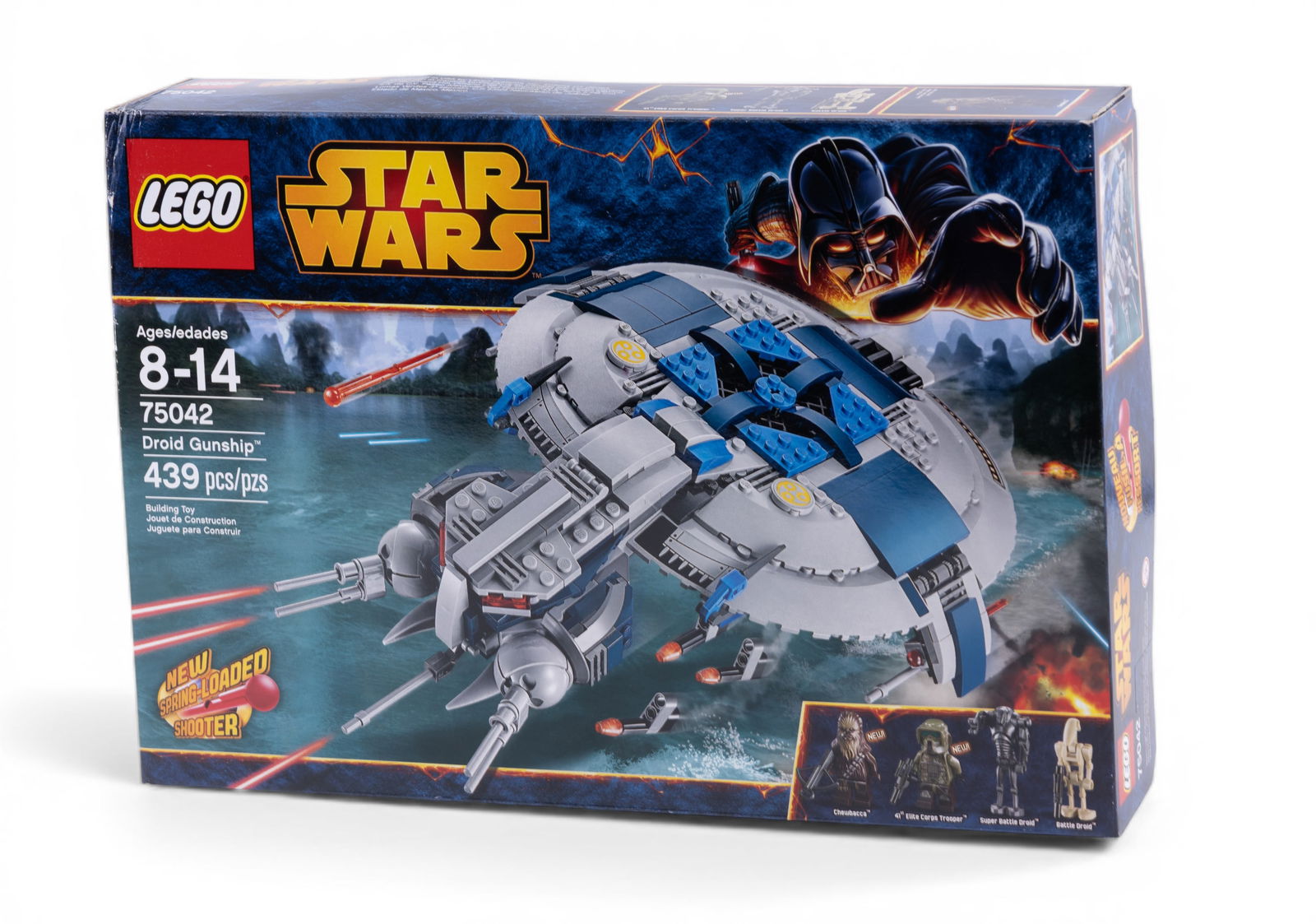 LEGO Star Wars 75042 Droid Gunship NIB: LEGO Star Wars set 75042, Droid Gunship, is a new-in-box (NIB) item. Released as part of the Star Wars-themed LEGO series, the set includes detailed pieces and minifigures to replicate the Droid Gunsh