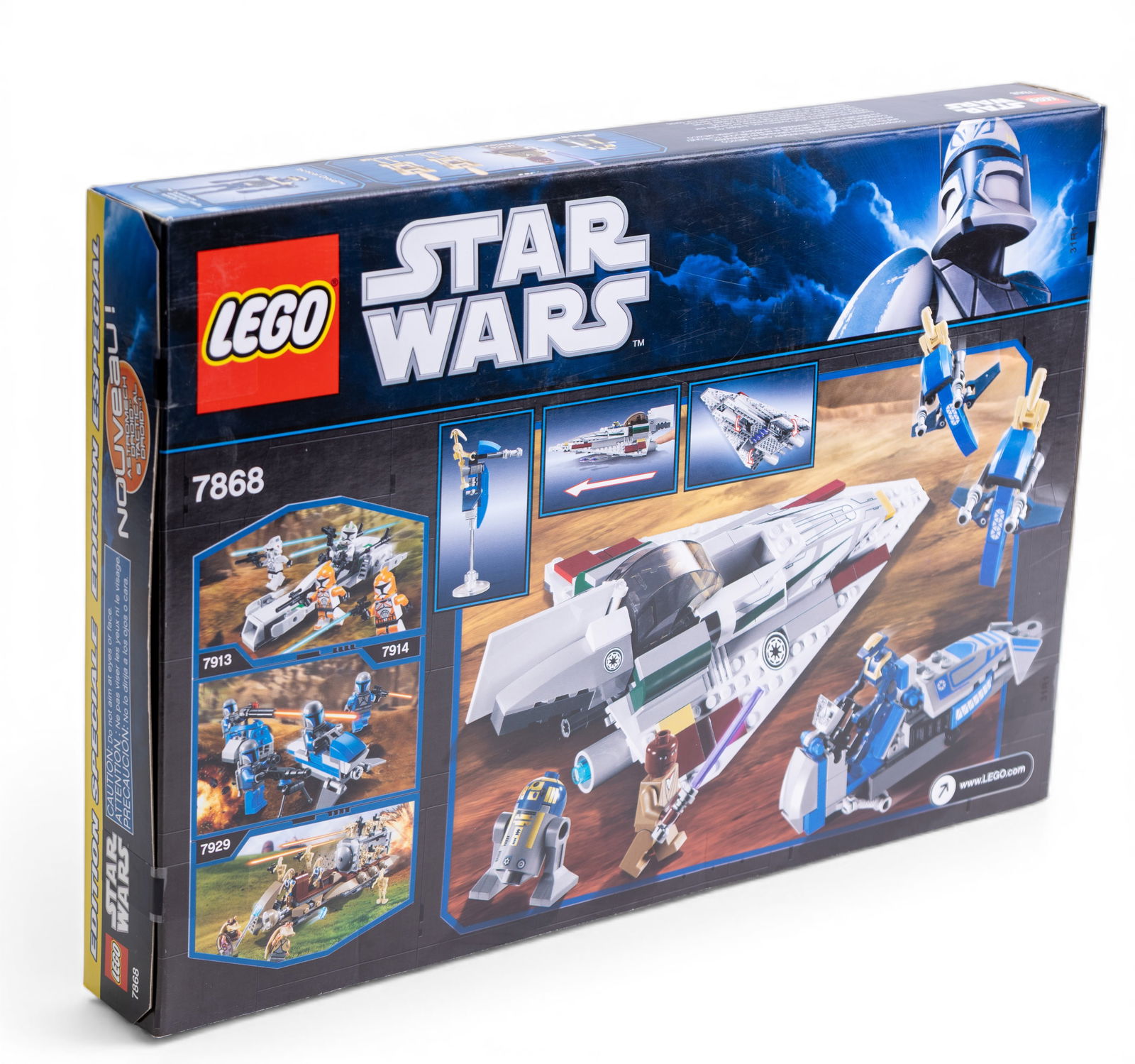 LEGO Star Wars Mace Windu Jedi Starfighter NIB: LEGO Star Wars set 7868, Mace Windu's Jedi Starfighter, new in box (NIB). Contains 309 pieces and is suitable for ages 7-12. Features Mace Windu and droid figurines, as well as accompanying starfighte