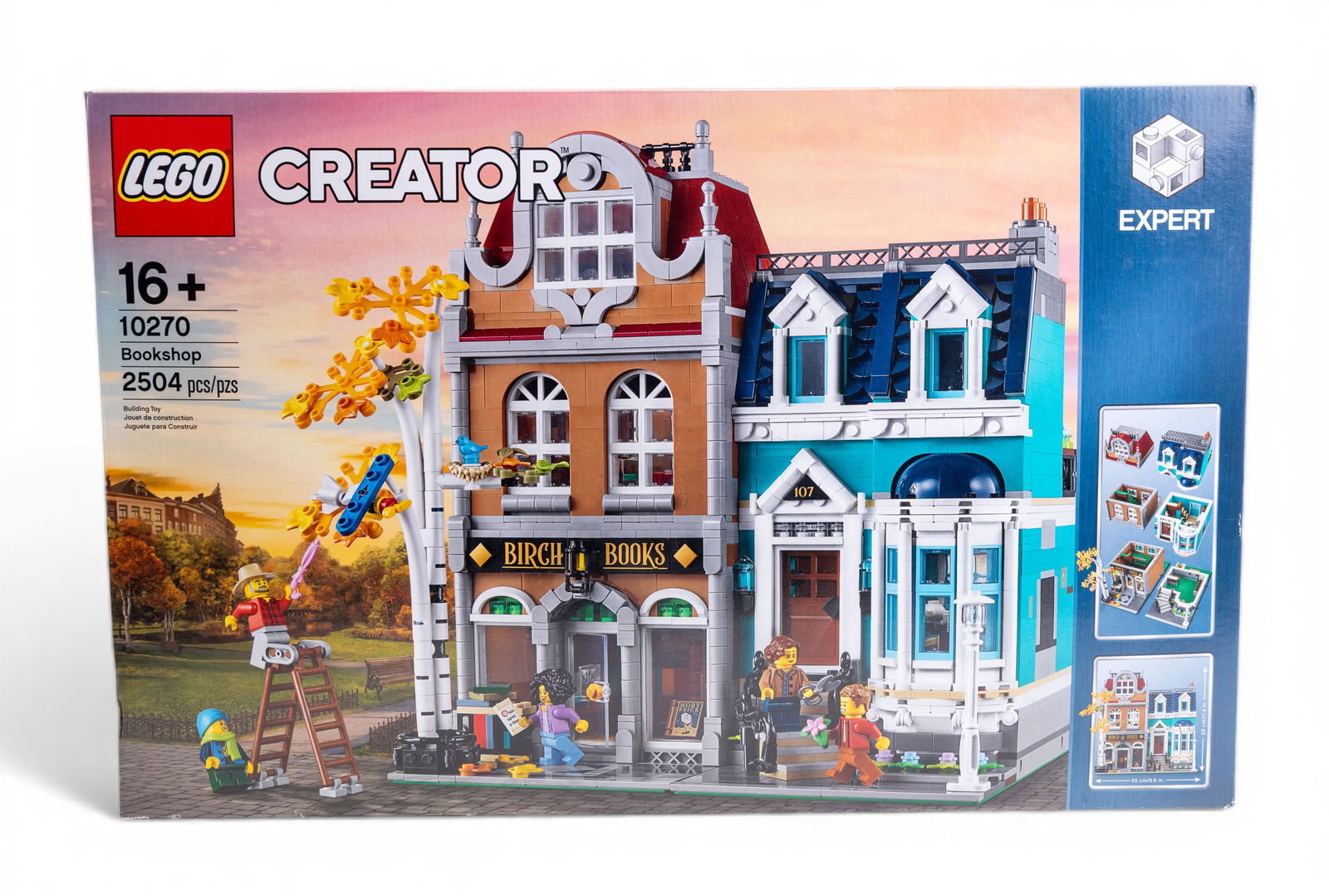 LEGO Creator Expert Bookshop 10270 NIB: LEGO Creator Expert Bookshop set 10270, suitable for ages 16 and up. Contains 2,504 pieces to construct a detailed, modular building set featuring the Birch Books bookshop and an adjacent townhouse. S