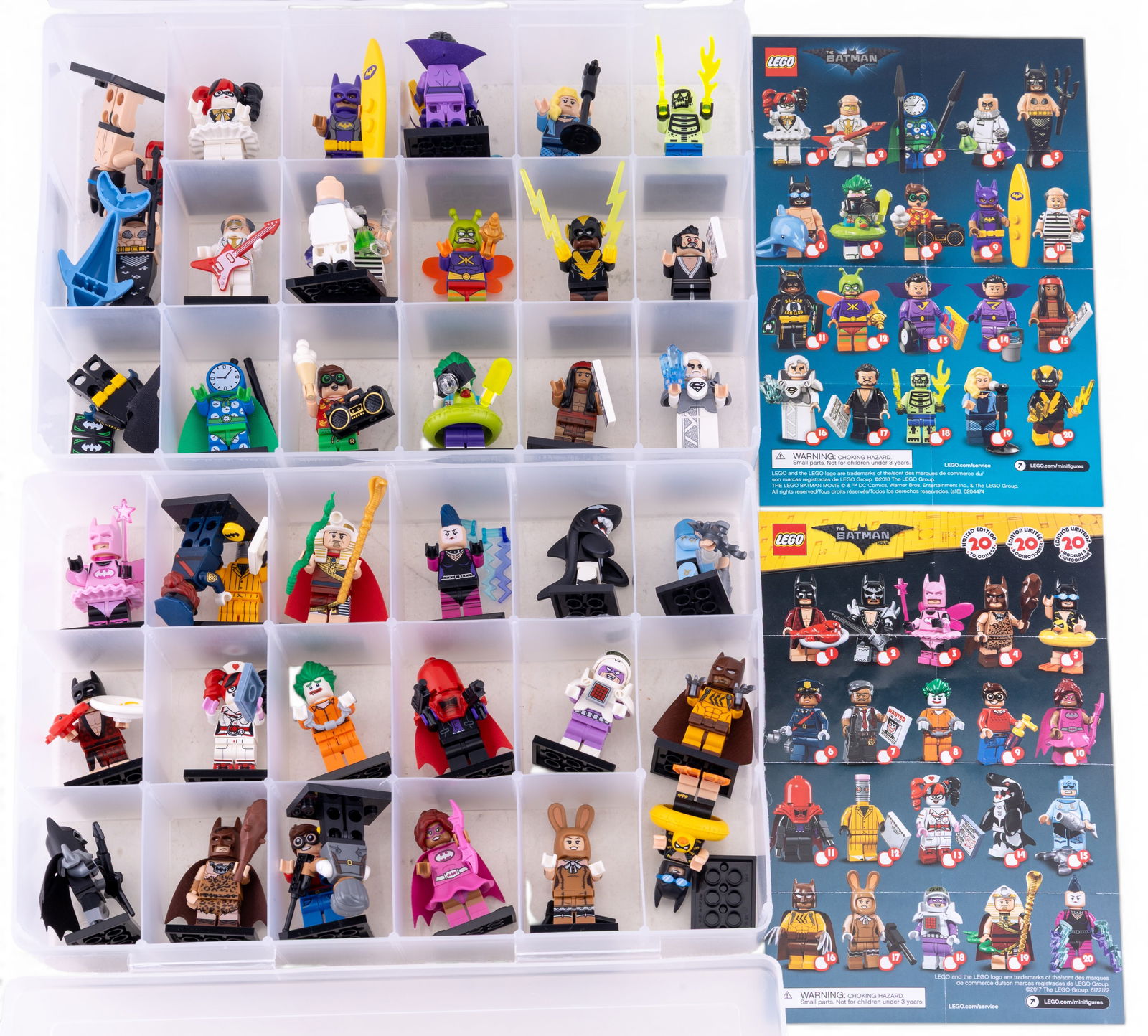 LEGO Batman Movie Minifigure Collection: Complete set of LEGO Batman Movie collectible minifigures, featuring 40 characters from Series 1 and Series 2. Includes unique figures such as Batman variants, Joker, and other themed characters. Stor