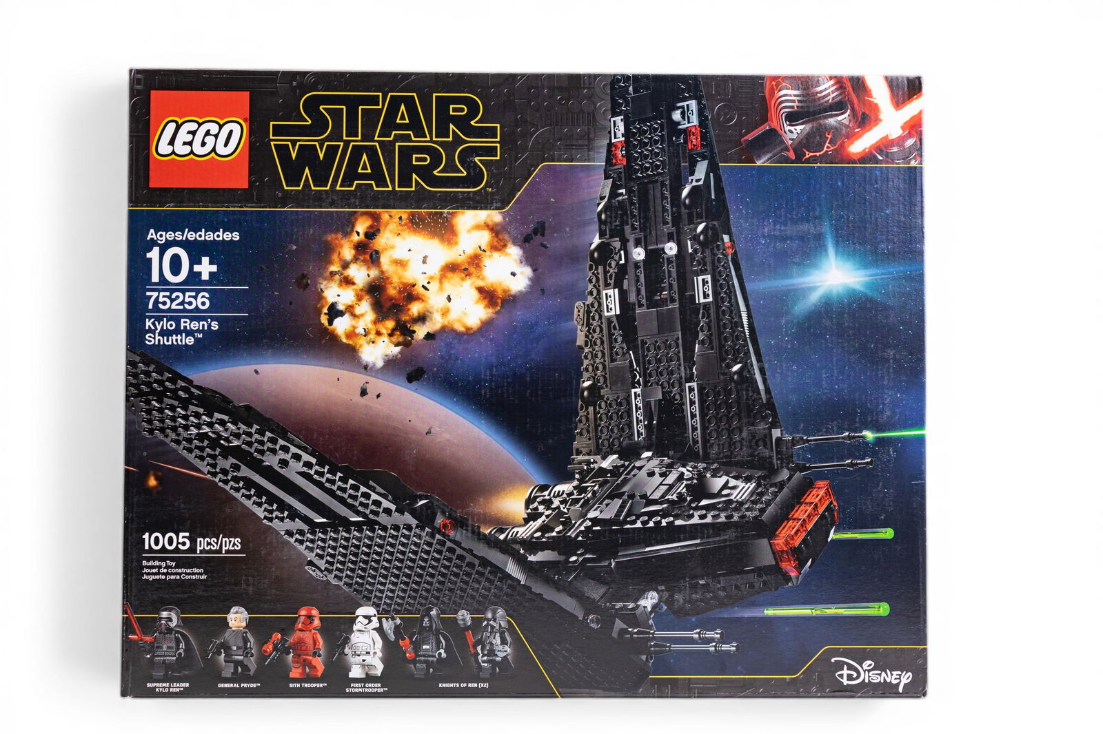 LEGO Star Wars Kylo Ren's Shuttle 75256 Set: LEGO Star Wars Kylo Ren's Shuttle set (#75256) featuring 1,005 pieces. Designed for ages 10 and up, this unopened, new-in-box set includes detailed instructions and components to assemble Kylo Ren's s