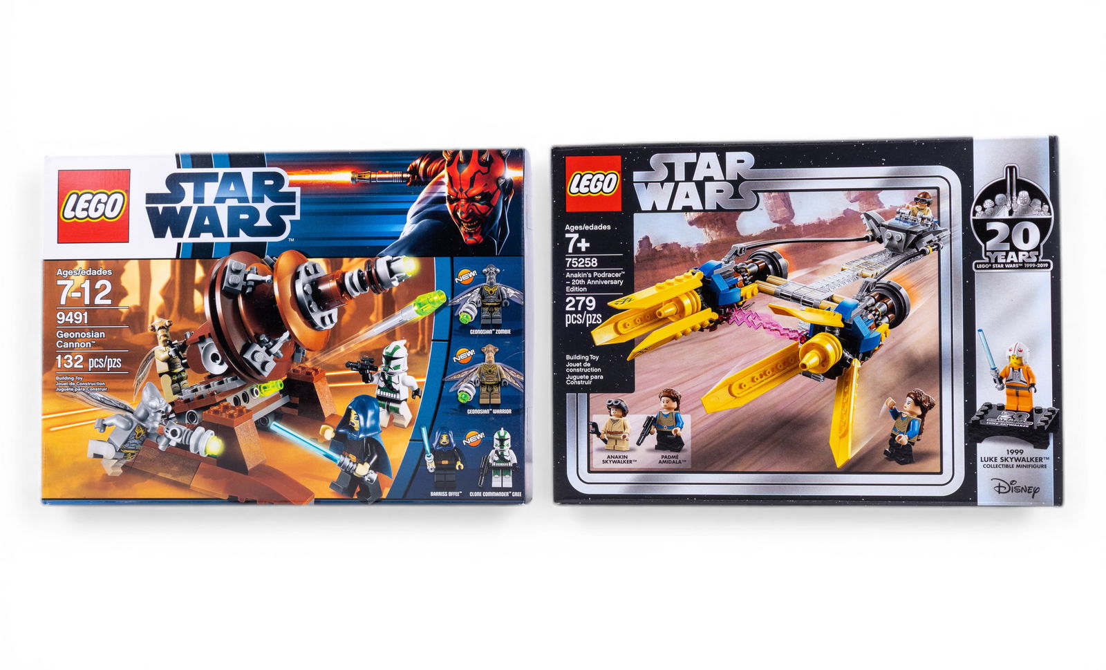 LEGO Star Wars New in Box Sets (Two Total): Two new in box LEGO Star Wars sets. Includes set #75258 'Anakin's Podracer - 20th Anniversary Edition' (279 pieces, suitable for ages 7+) and set #7913 'Clone Trooper Battle Pack' (132 pieces, suitabl