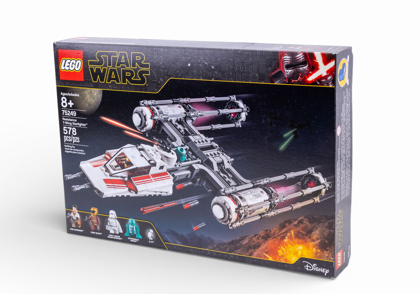 LEGO Star Wars Y-Wing Starfighter Set 75249: LEGO Star Wars Y-Wing Starfighter set 75249, featuring 578 pieces. Designed for ages 8 and up, it includes detailed components to build a Y-Wing Starfighter. New in box.