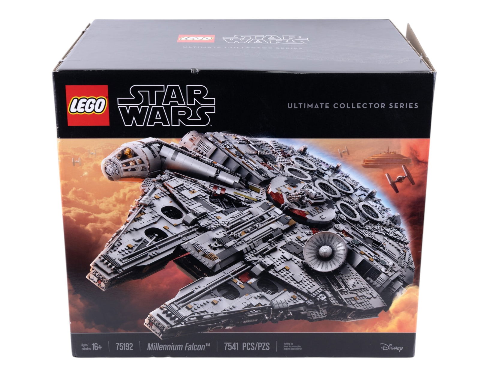 LEGO Star Wars Millennium Falcon 75192: LEGO Star Wars Ultimate Collector Series Millennium Falcon (Set 75192). Box has been previously opened, and the completeness of the set's contents is not guaranteed. Includes high-detail elements for