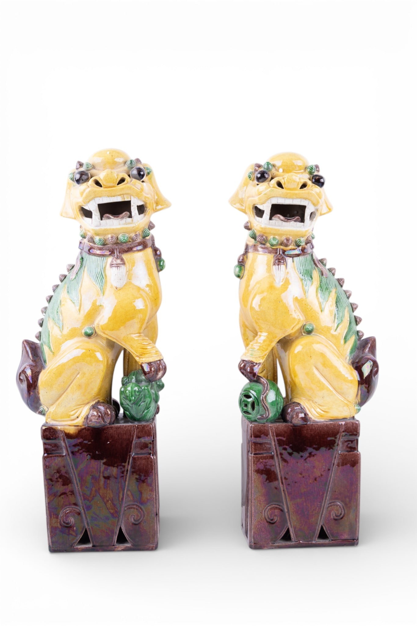 Chinese Ceramic Foo Dogs Pair - 2