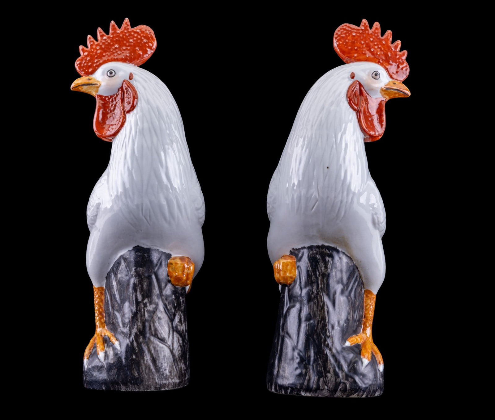 Chinese Export Porcelain Rooster Statuettes - 2