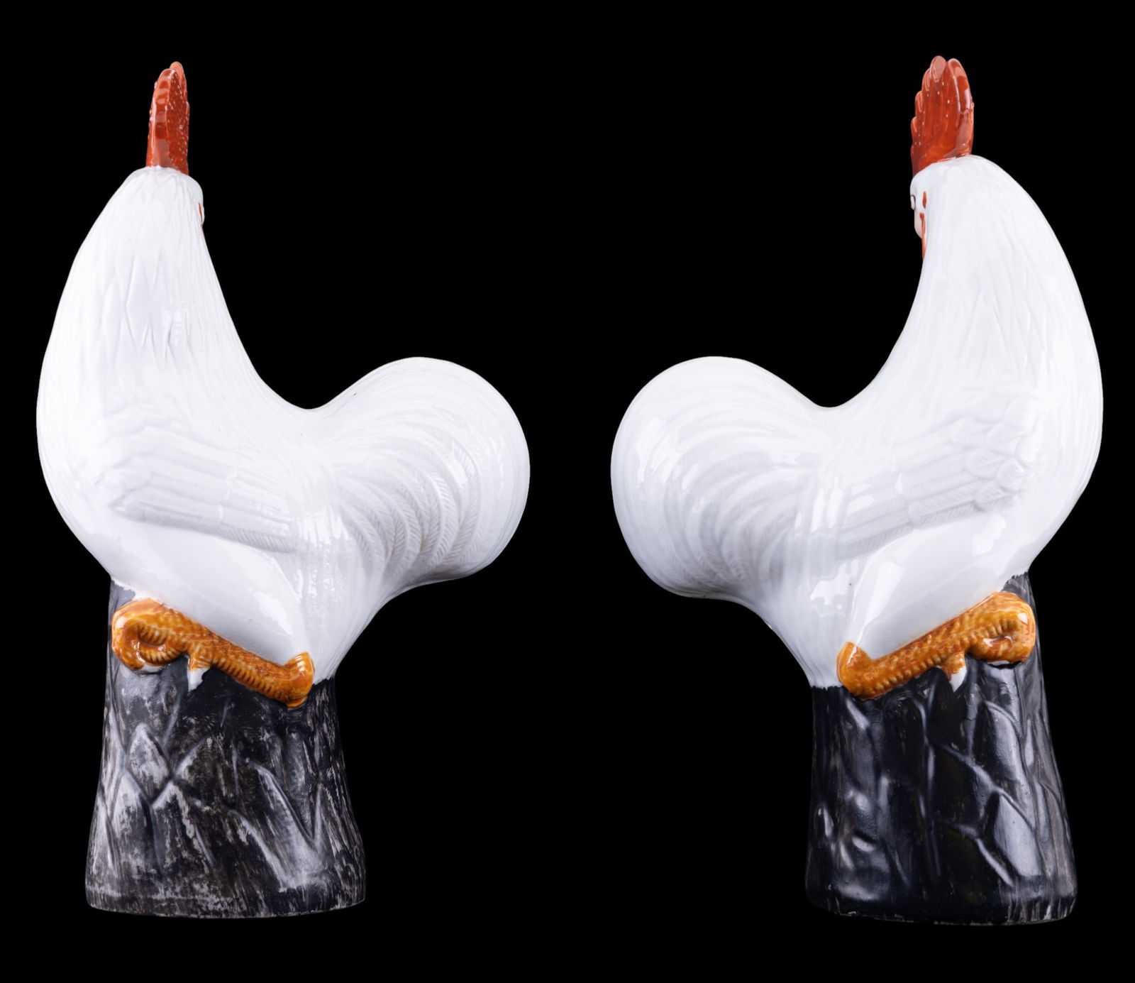 Chinese Export Porcelain Rooster Statuettes - 3
