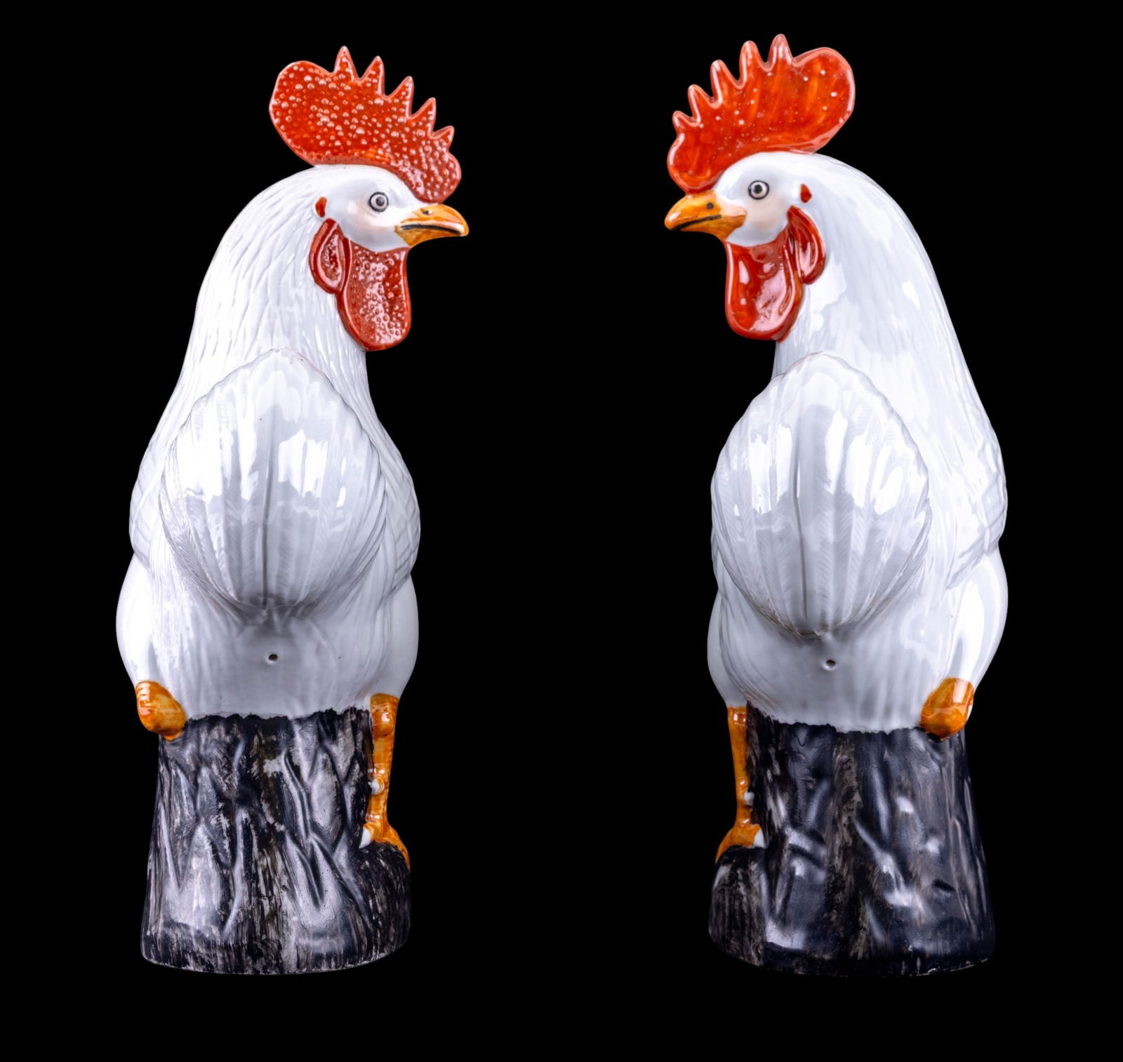 Chinese Export Porcelain Rooster Statuettes - 4