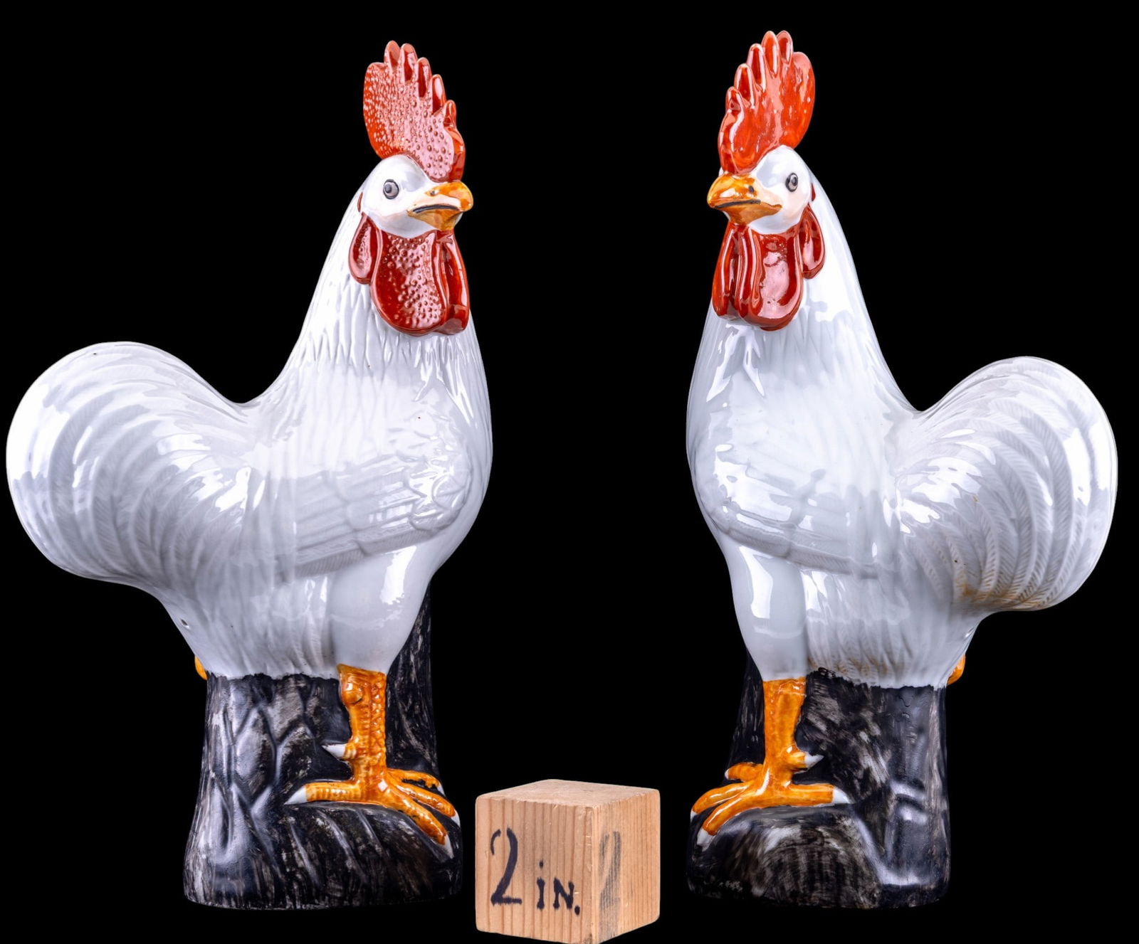 Chinese Export Porcelain Rooster Statuettes - 7