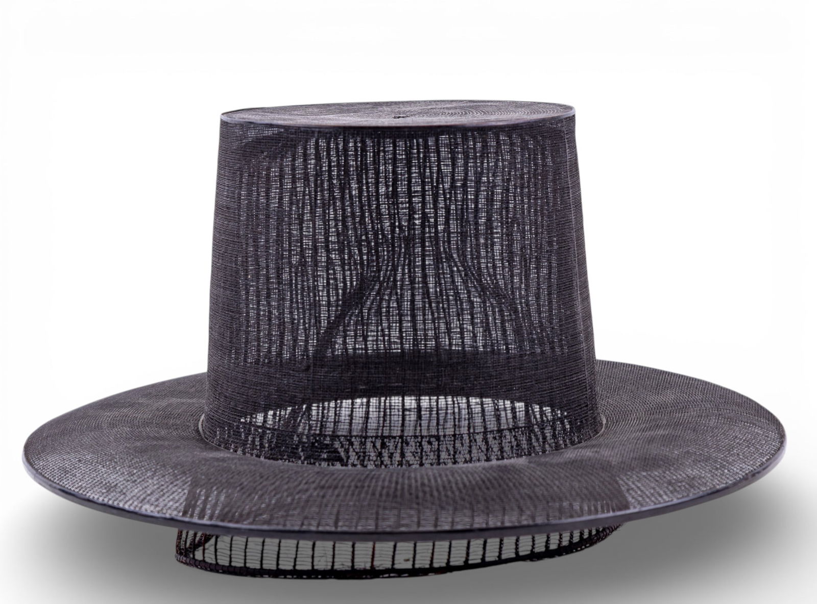 19th C Korean Headwear: A 19th Korean Gat hat and a 19th C Korean horse-hair inner headwear piece called a 'Tang-gun'.