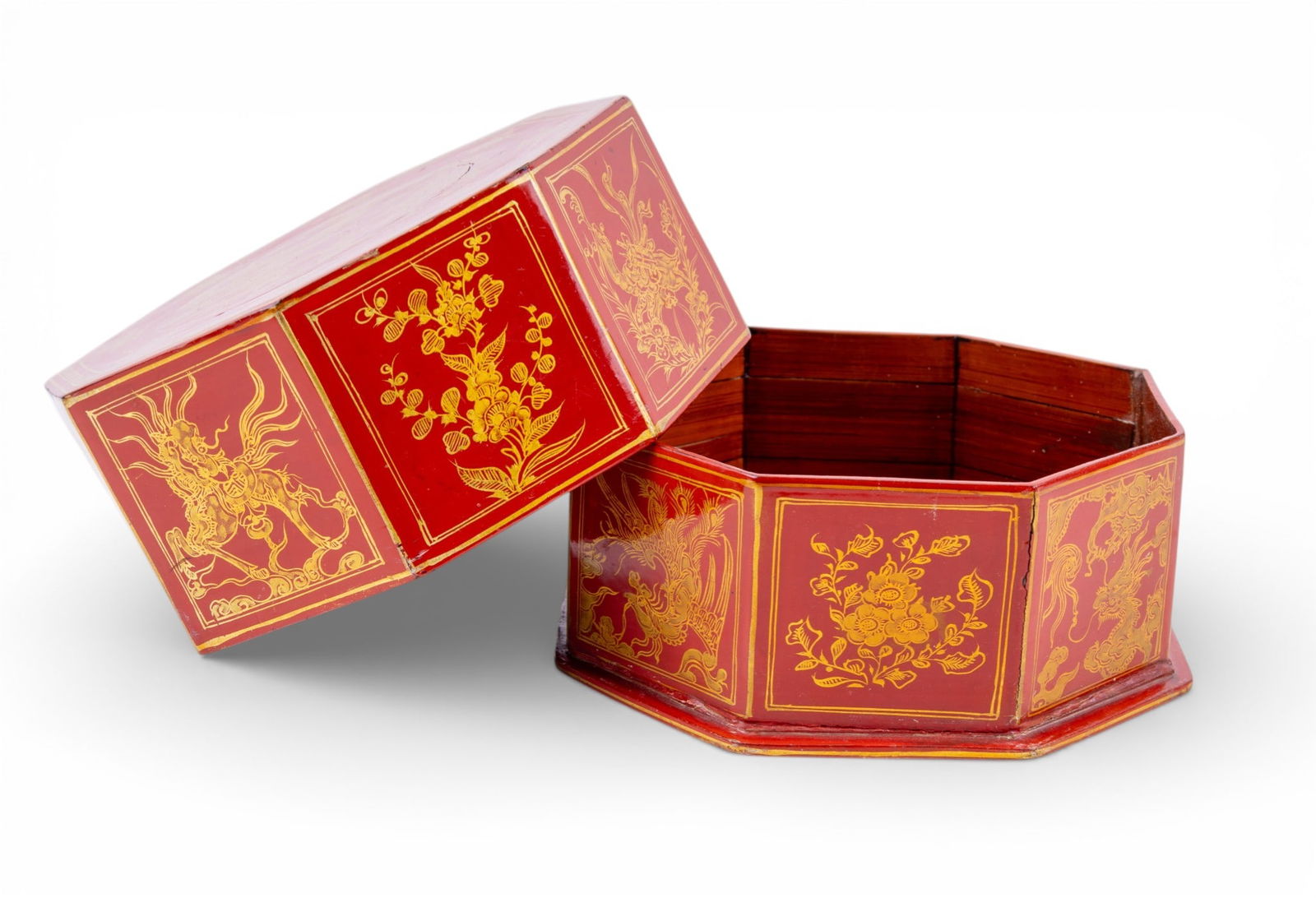 Early Chinese Lacquer Dragon Box - 6