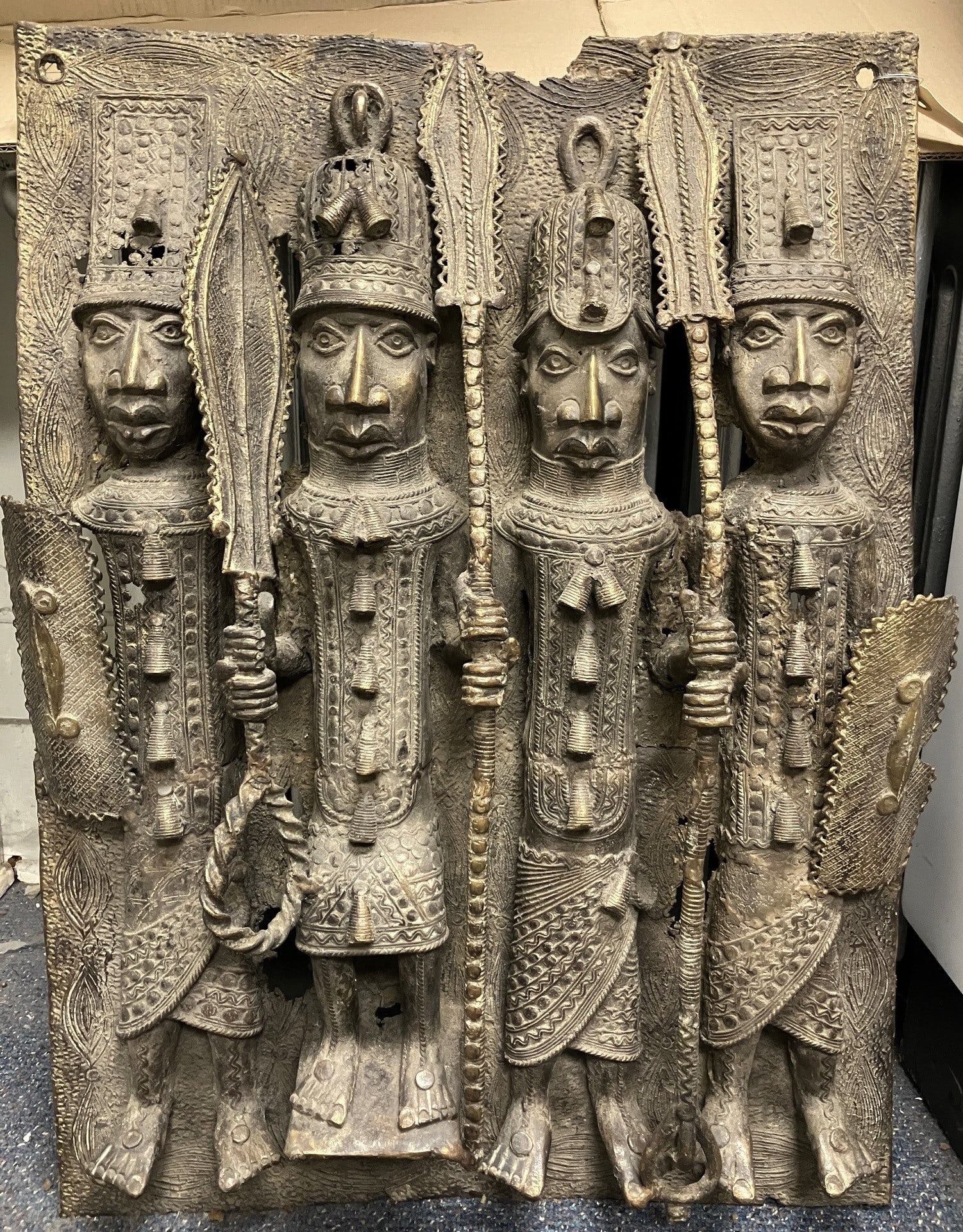 Benin Bronze 4 Warrior Plaque (1 of 10)