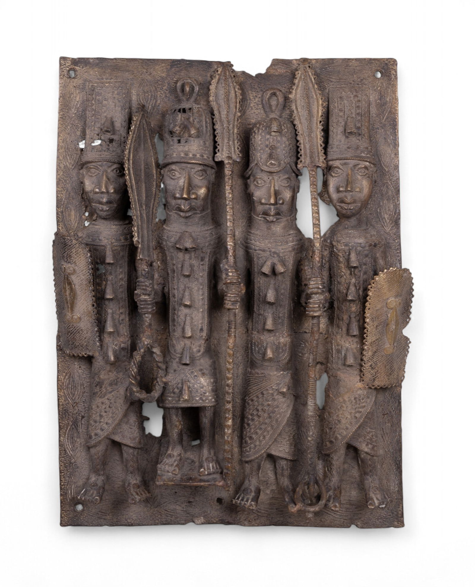 Benin Bronze 4 Warrior Plaque - 2