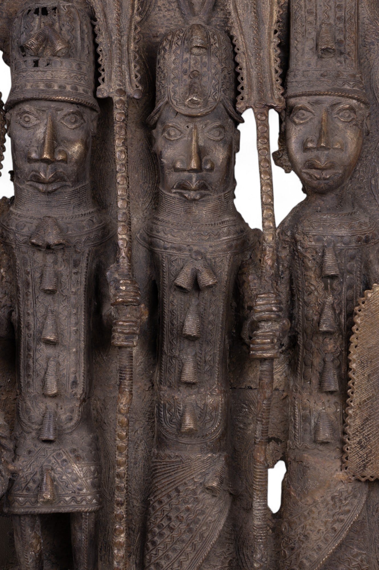 Benin Bronze 4 Warrior Plaque - 4