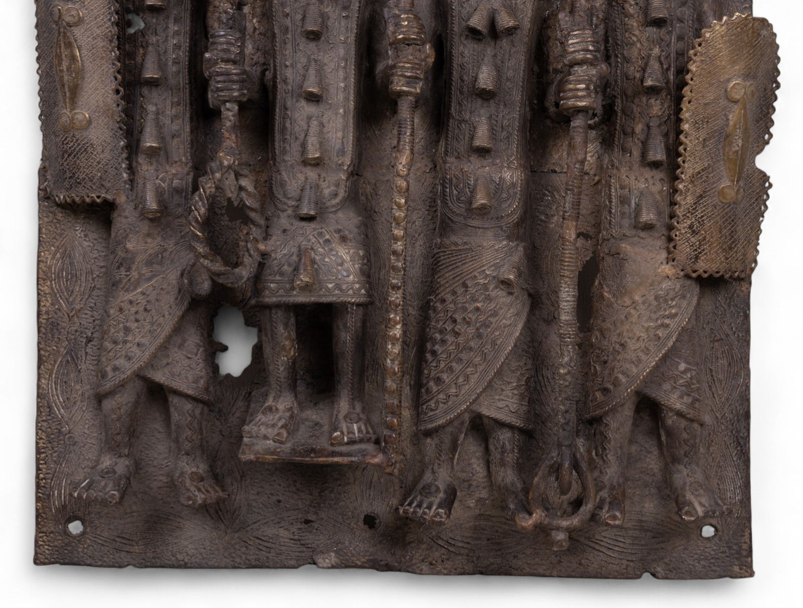 Benin Bronze 4 Warrior Plaque - 5