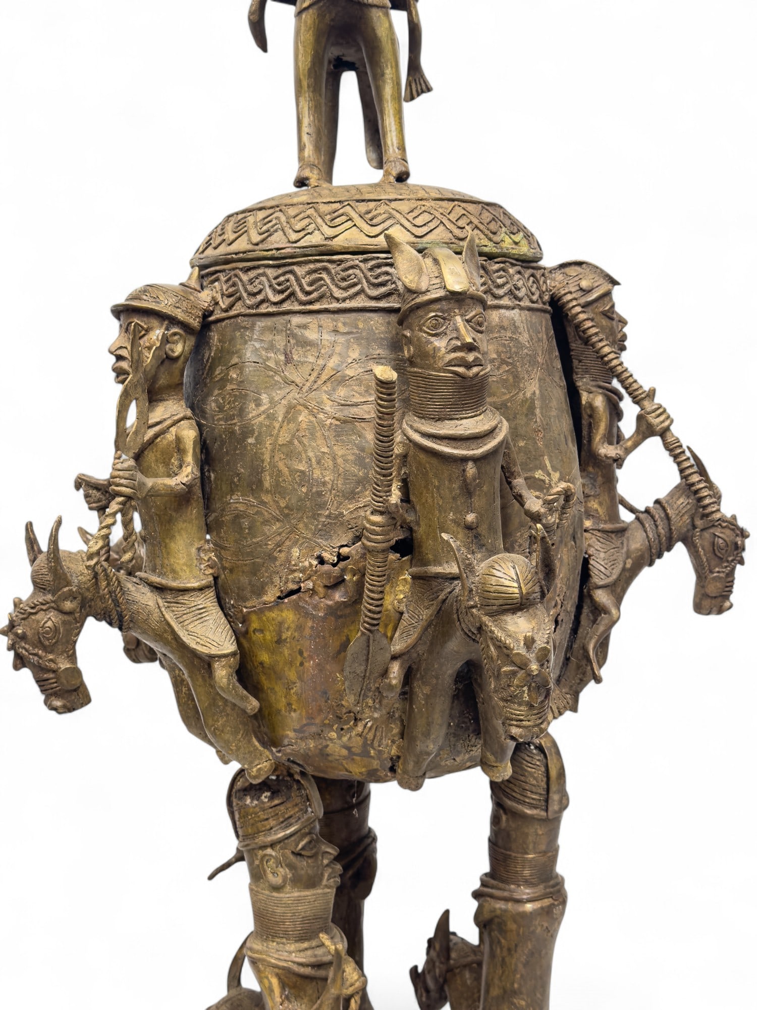 Benin Bronze Ceremonial Trophy, Horses - 12