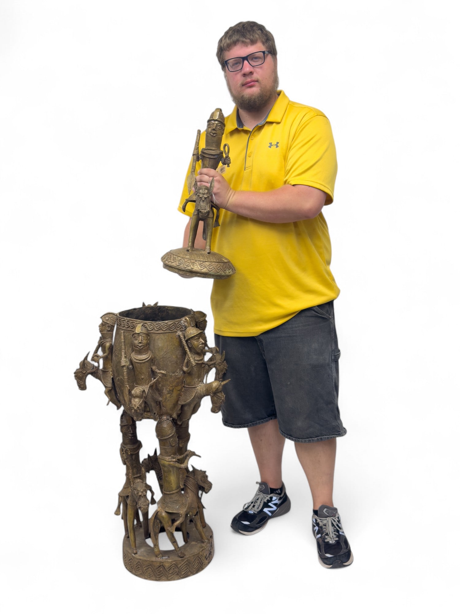 Benin Bronze Ceremonial Trophy, Horses - 20