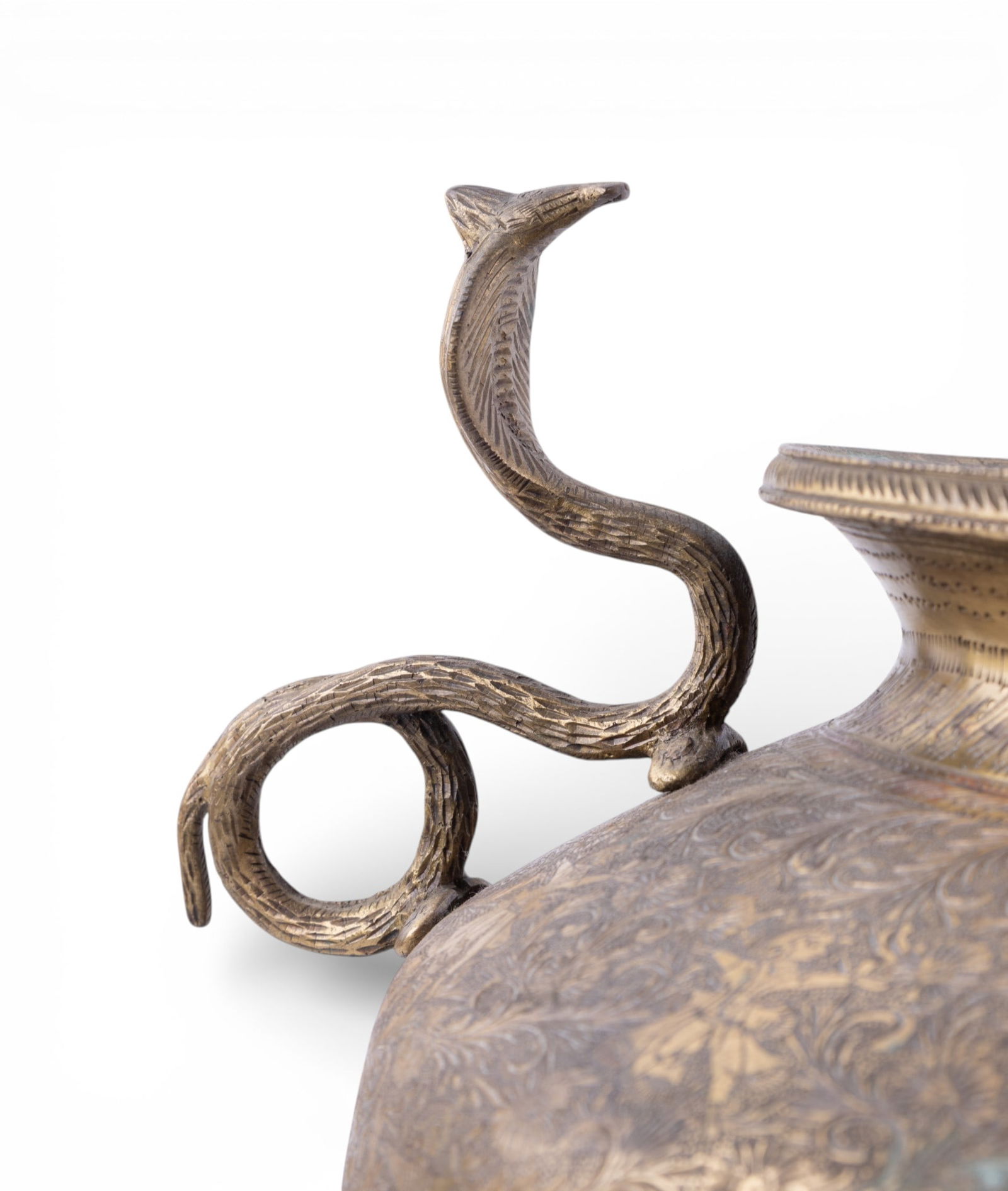 Embossed Brass Lamp Conversion with Handles - 3