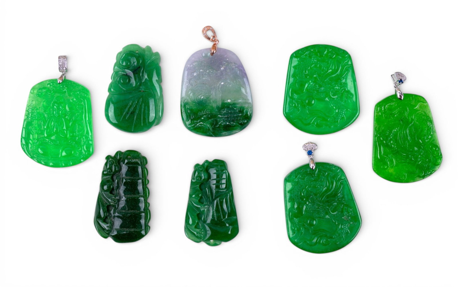 Green Hardstone Scenic Pendants (1 of 10)