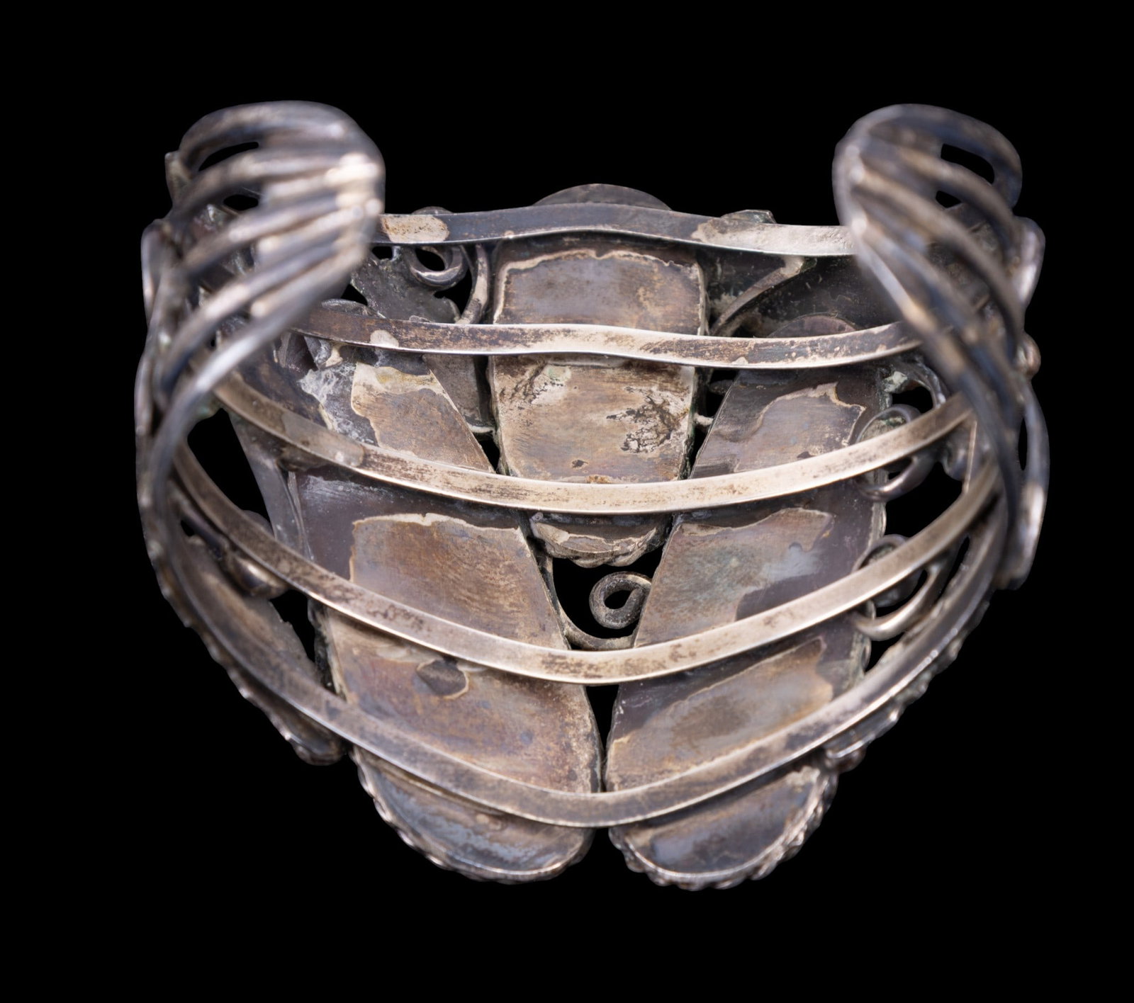 Sterling Silver Navajo Malachite Cuff Bracelet - 4