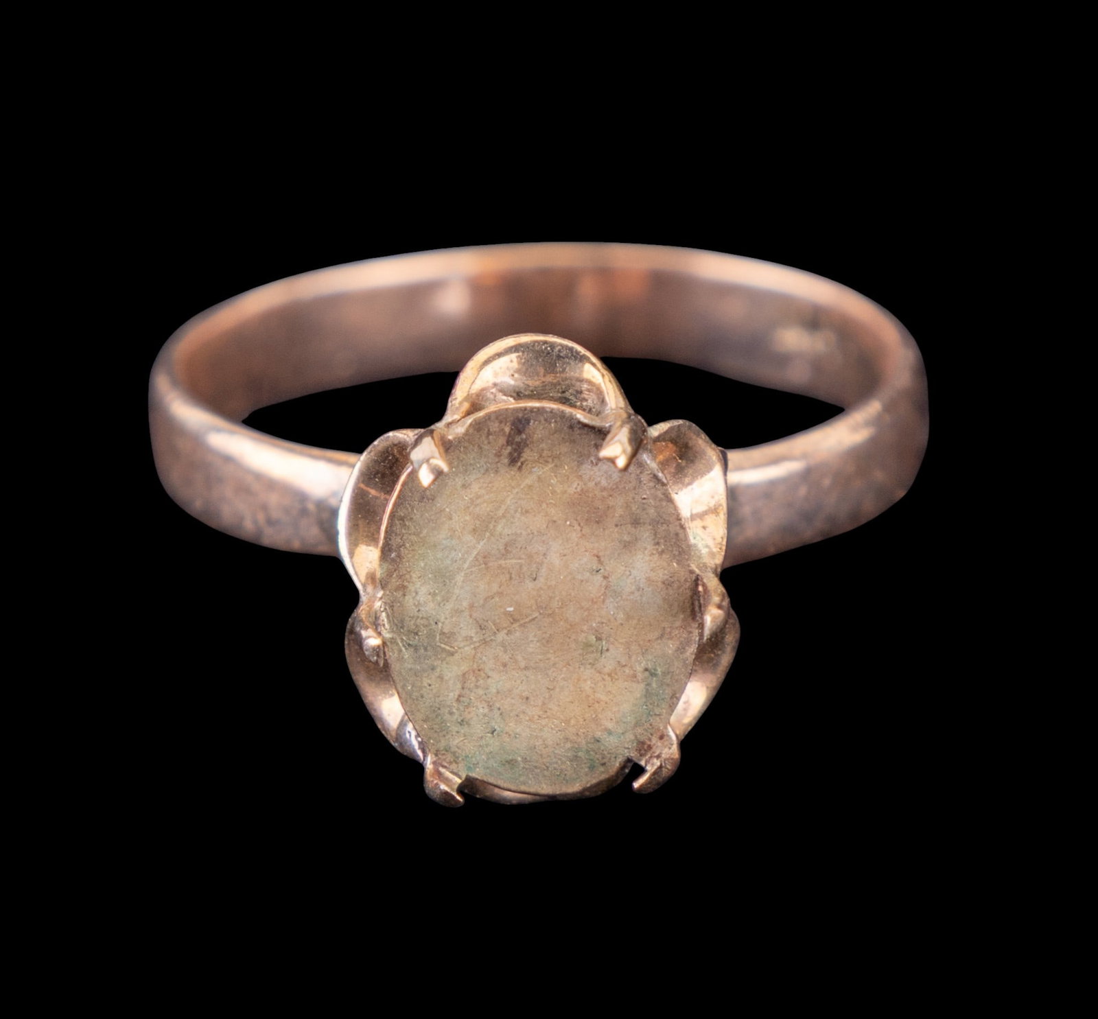 14K Gold Ring w Large Stone Housing (1 of 6)
