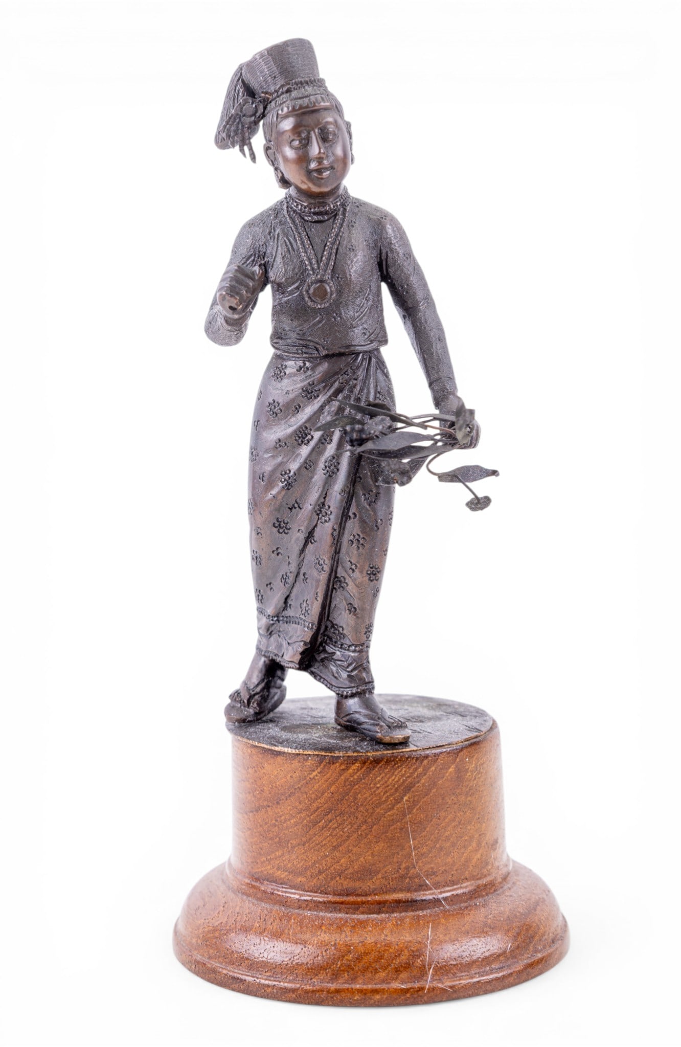 Early Cast Bronze Burmese Figure w/ Pedestal (1 of 8)