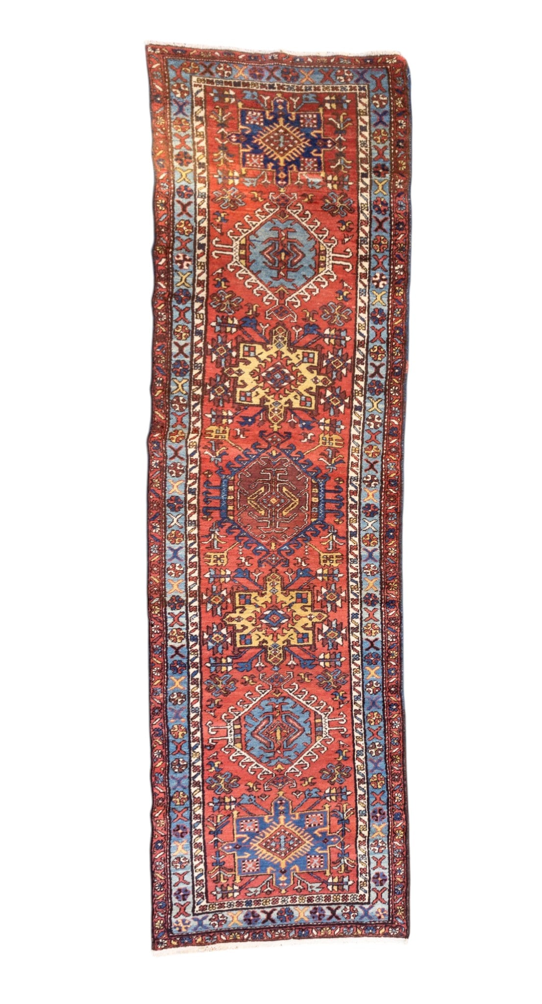 SA Persian Heriz Rug / Runner ~11.25': Semi-antique Persian Heriz rug. Measures approx. 3' x 11'3".