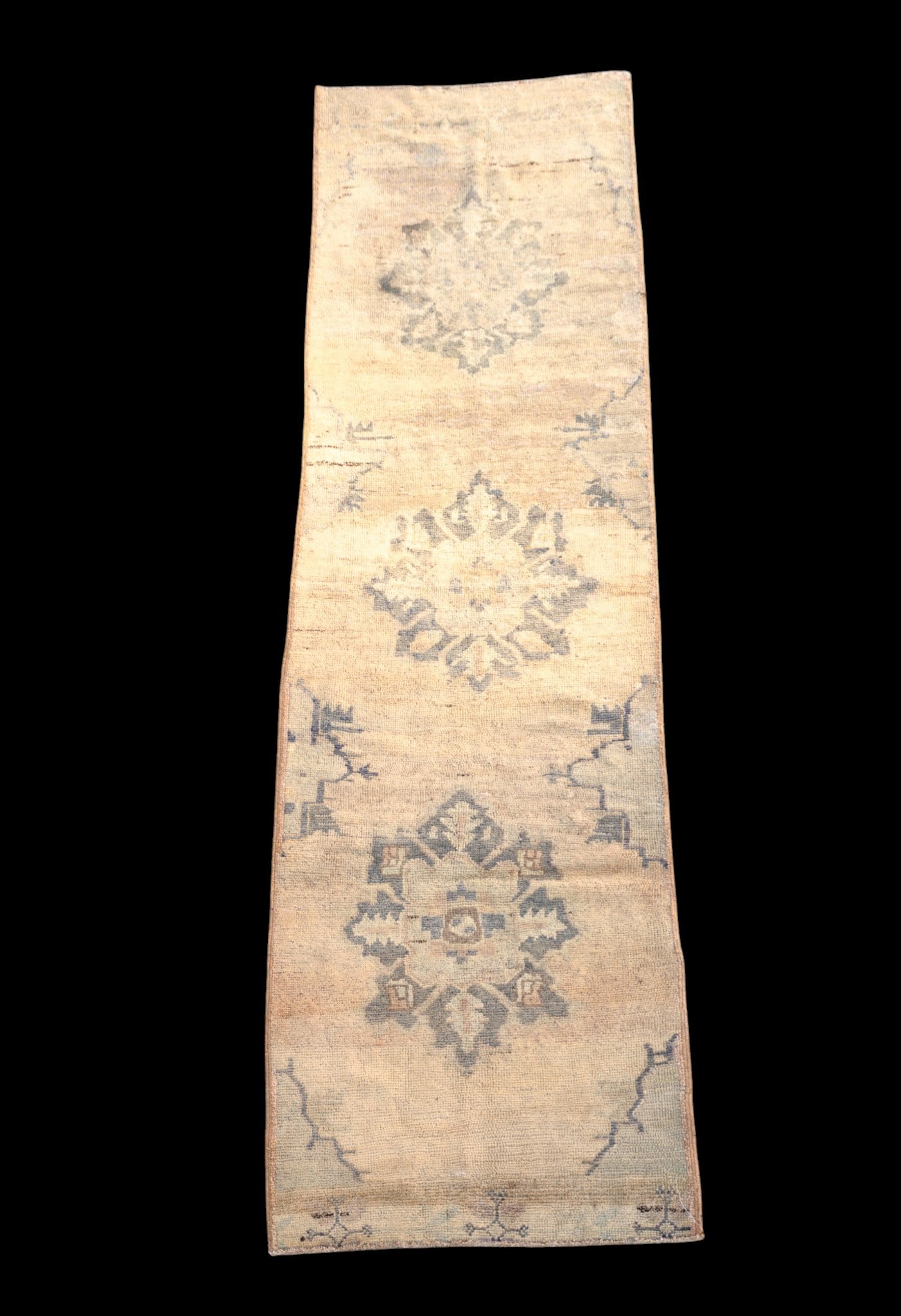 Antique Oushak Turkish Rug / Runner ~ 9.5': Antique Turkish Oushak rug. Measures approx. 2'7" x 9'4".