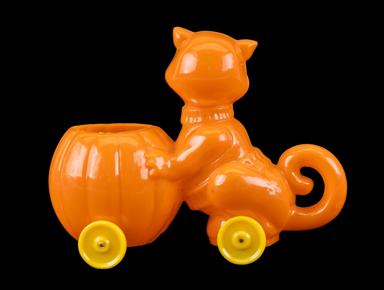 Plastic Cat Pulling Pumpkin Candy Container - 2