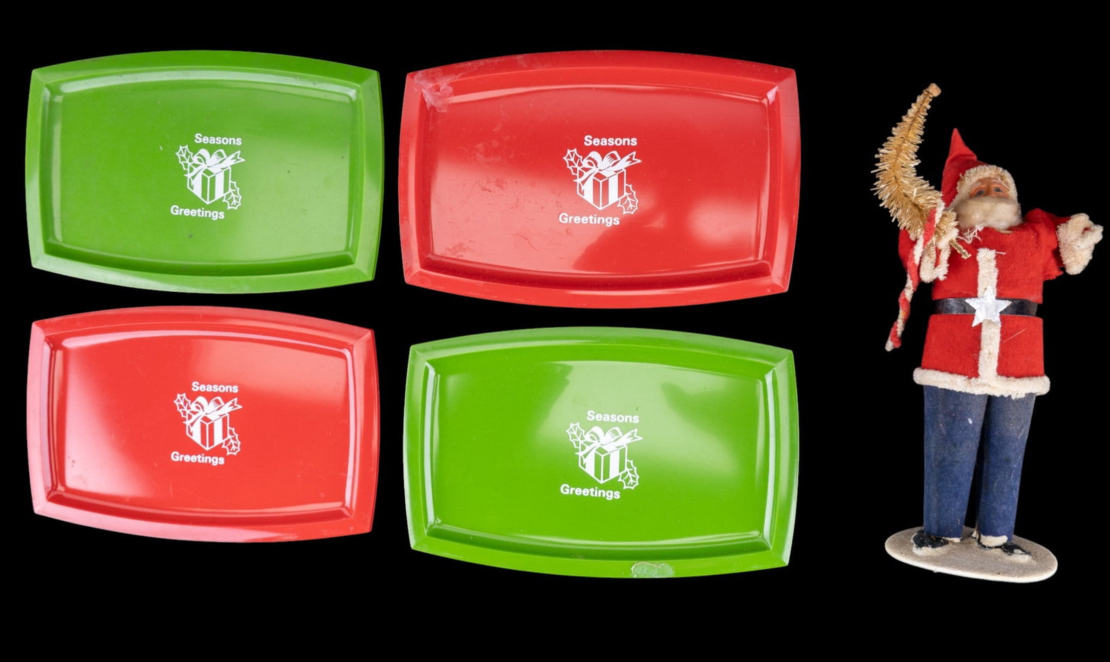 Vintage Composite Santa figure, Vintage Tip Trays (1 of 5)