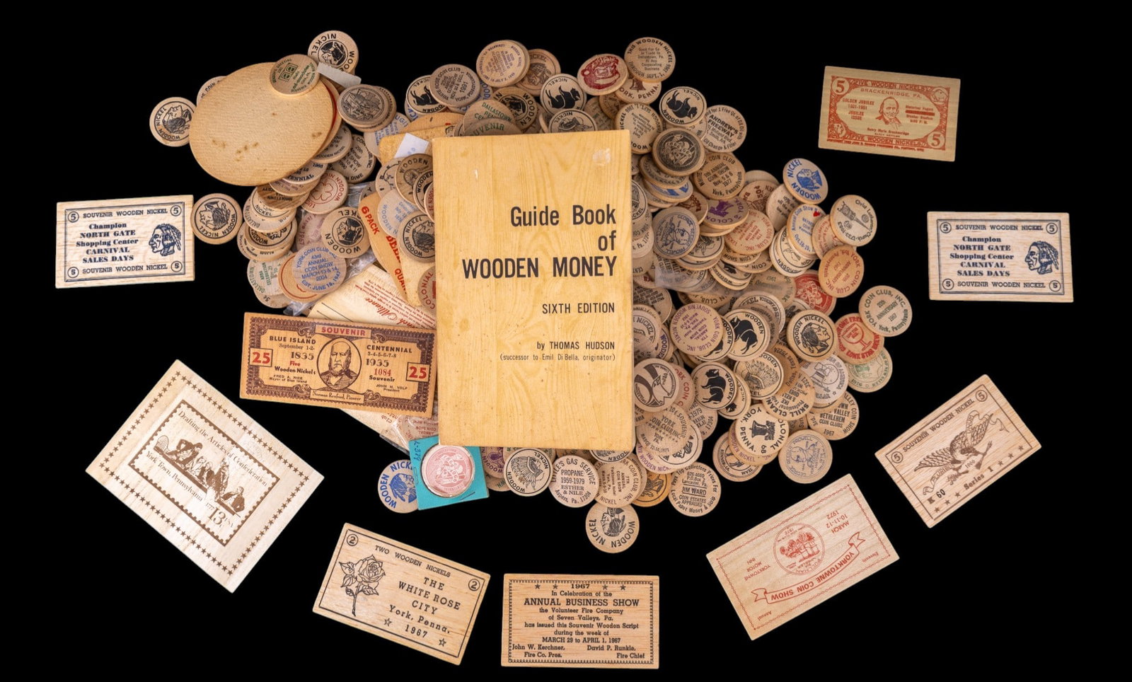Large Collection of Wooden Coins & Vintage Tokens (1 of 9)