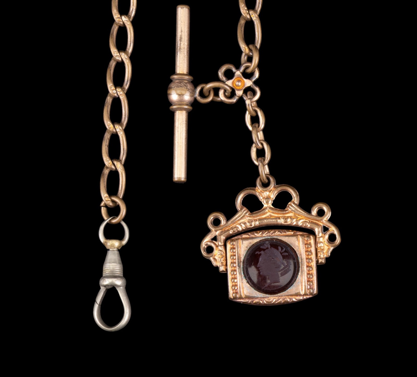 Victorian Gold Filled Intaglio Watch Fob & Chain (1 of 4)