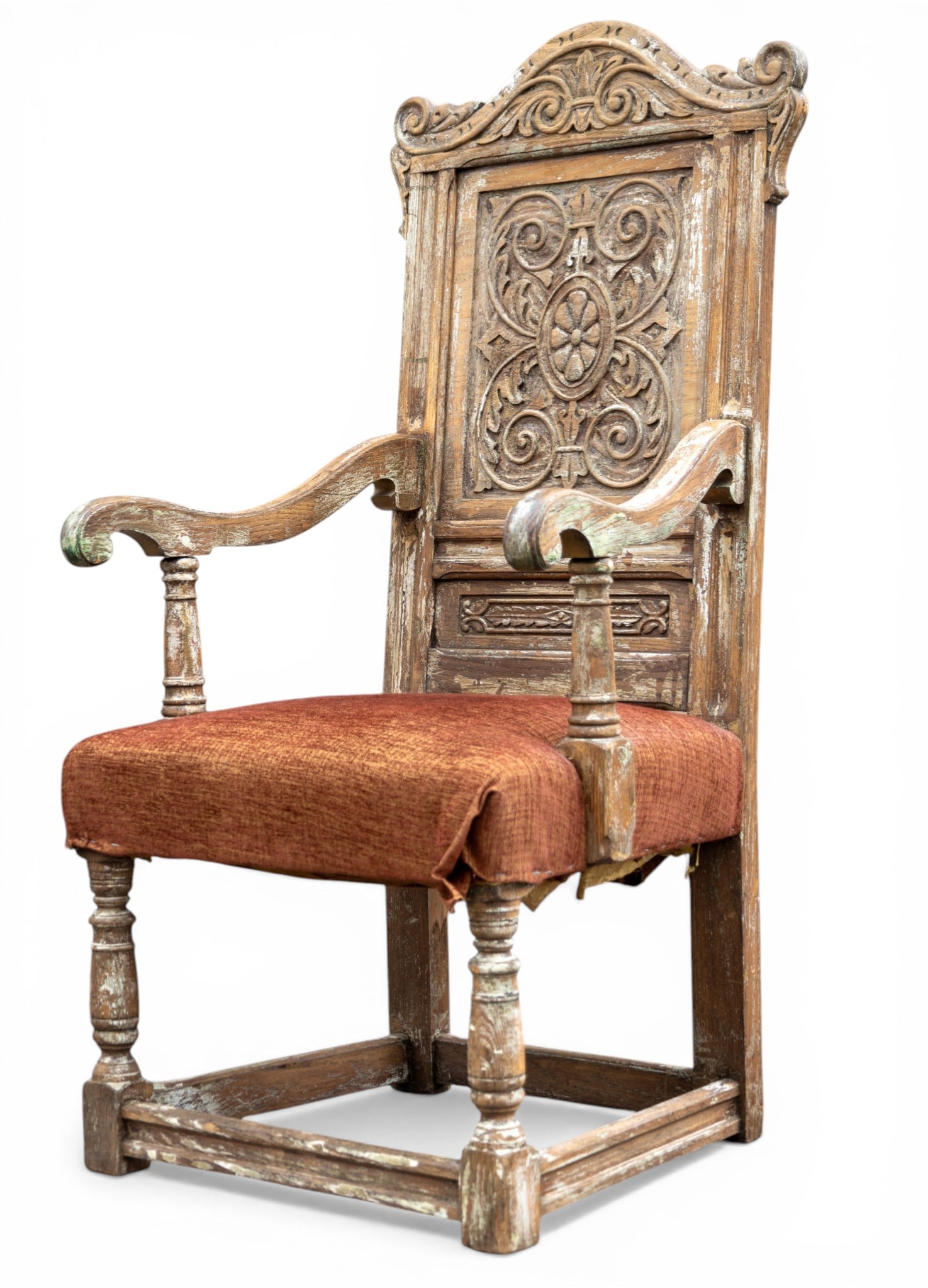 Highly Carved Oak High Back Armchair (1 of 11)