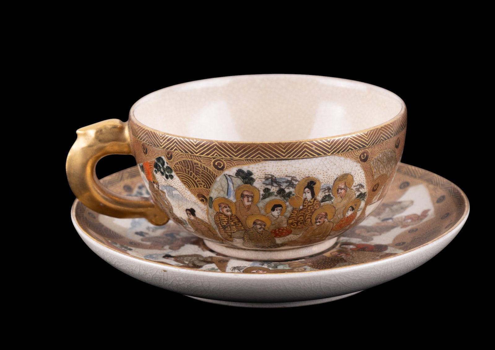 Japanese Satsuma Teacup and Saucer (1 of 11)