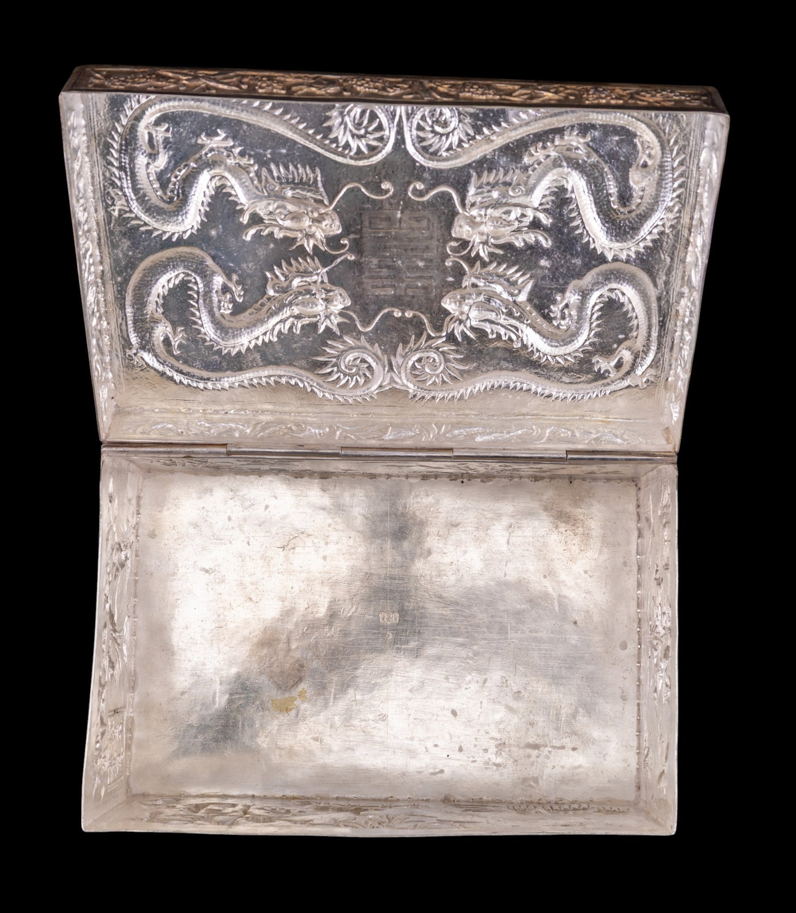 Chinese Silver Box w/ Dragons & Figural Panels - 4