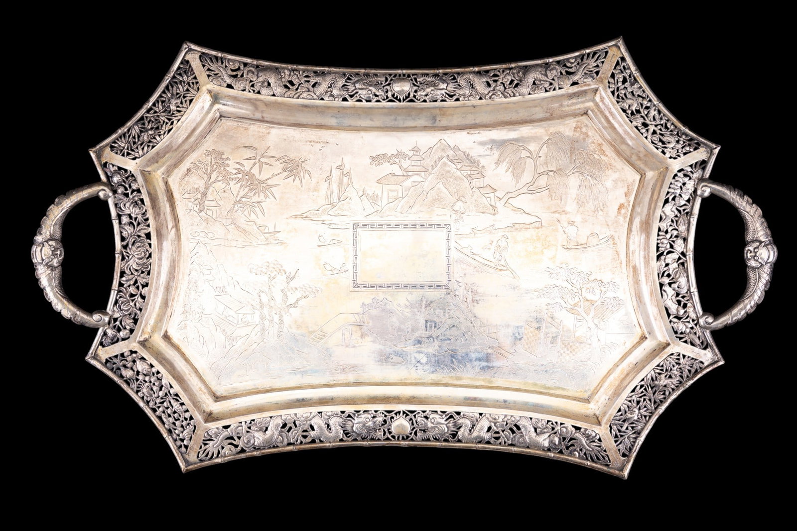Chinese Silver Pierced Tray (1 of 12)
