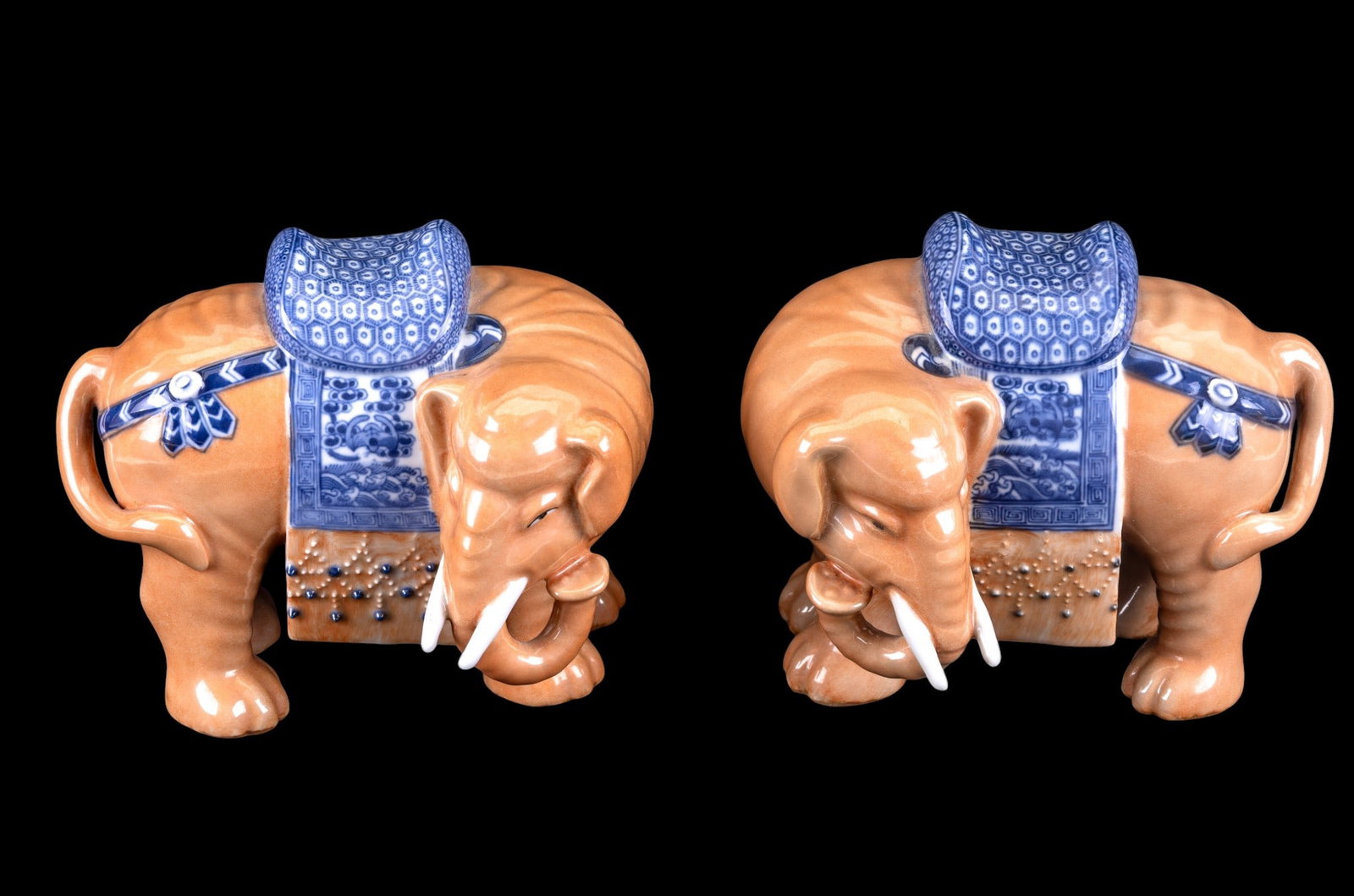 Pair of Chinese Porcelain Elephant Figures (1 of 12)