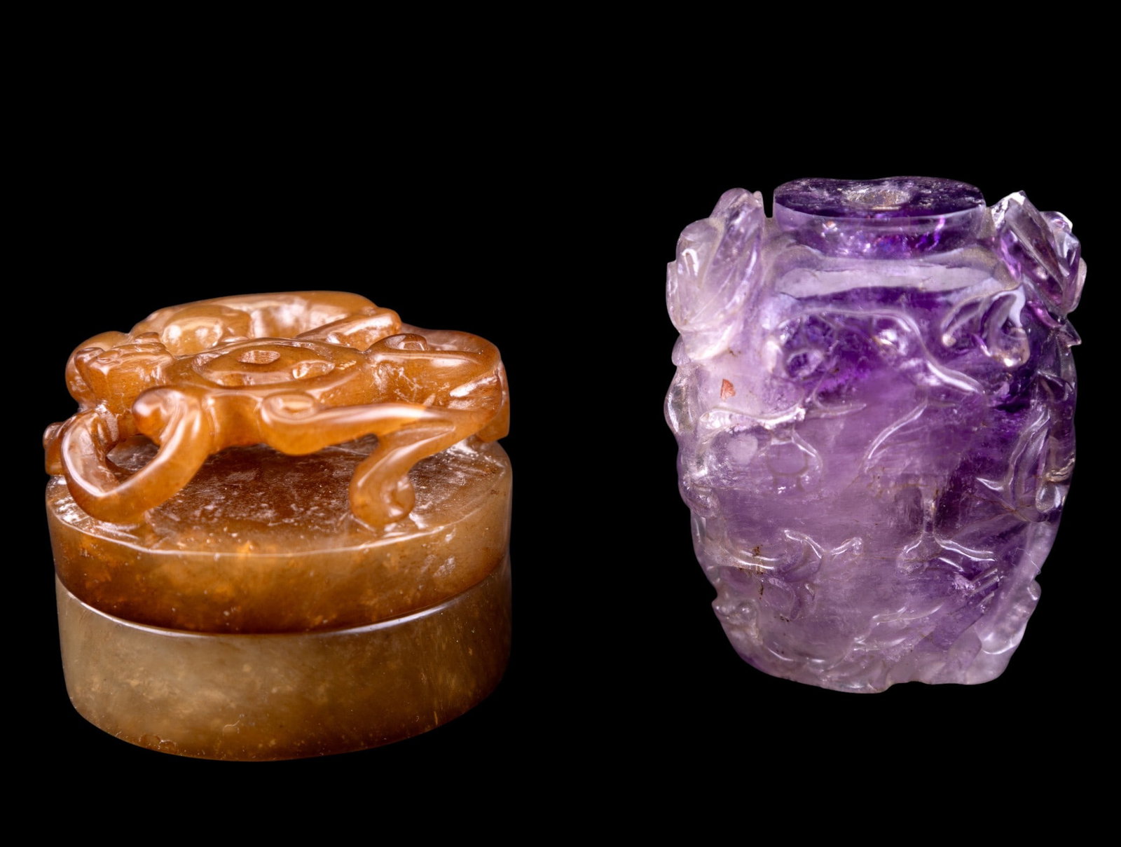 Chinese Carved Hardstone Lidded Box, Snuff Bottle (1 of 6)