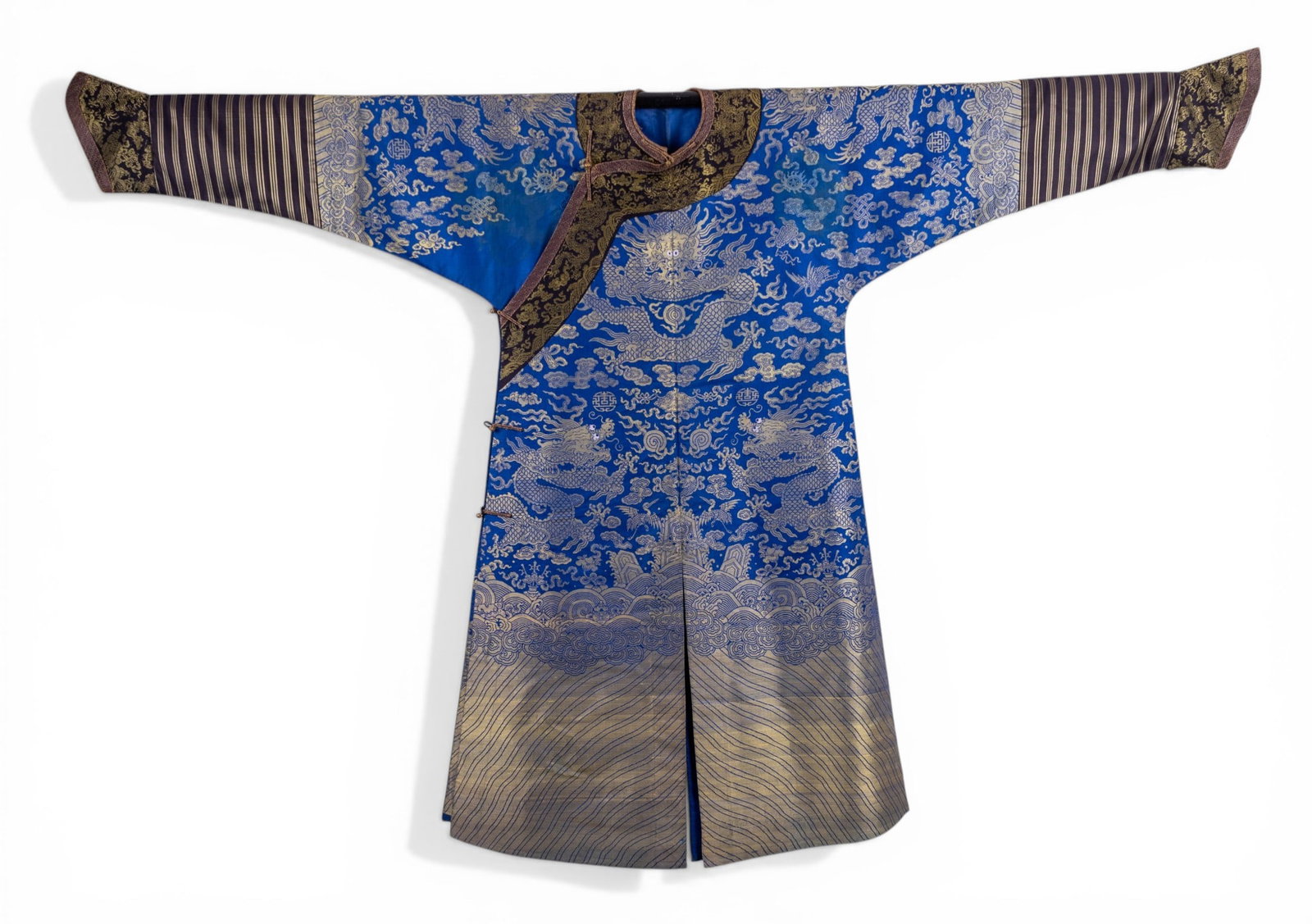 Chinese Blue and Gold Embroidered Dragon Robe (1 of 20)