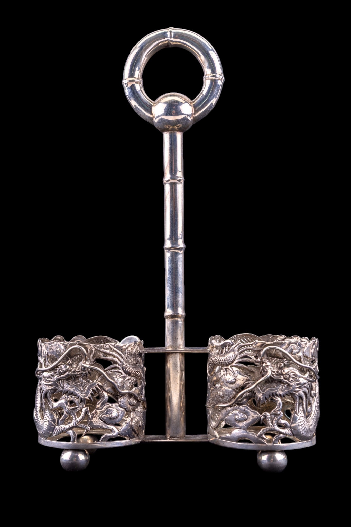 Antique Chinese Silver Double-Cup Stand (1 of 7)