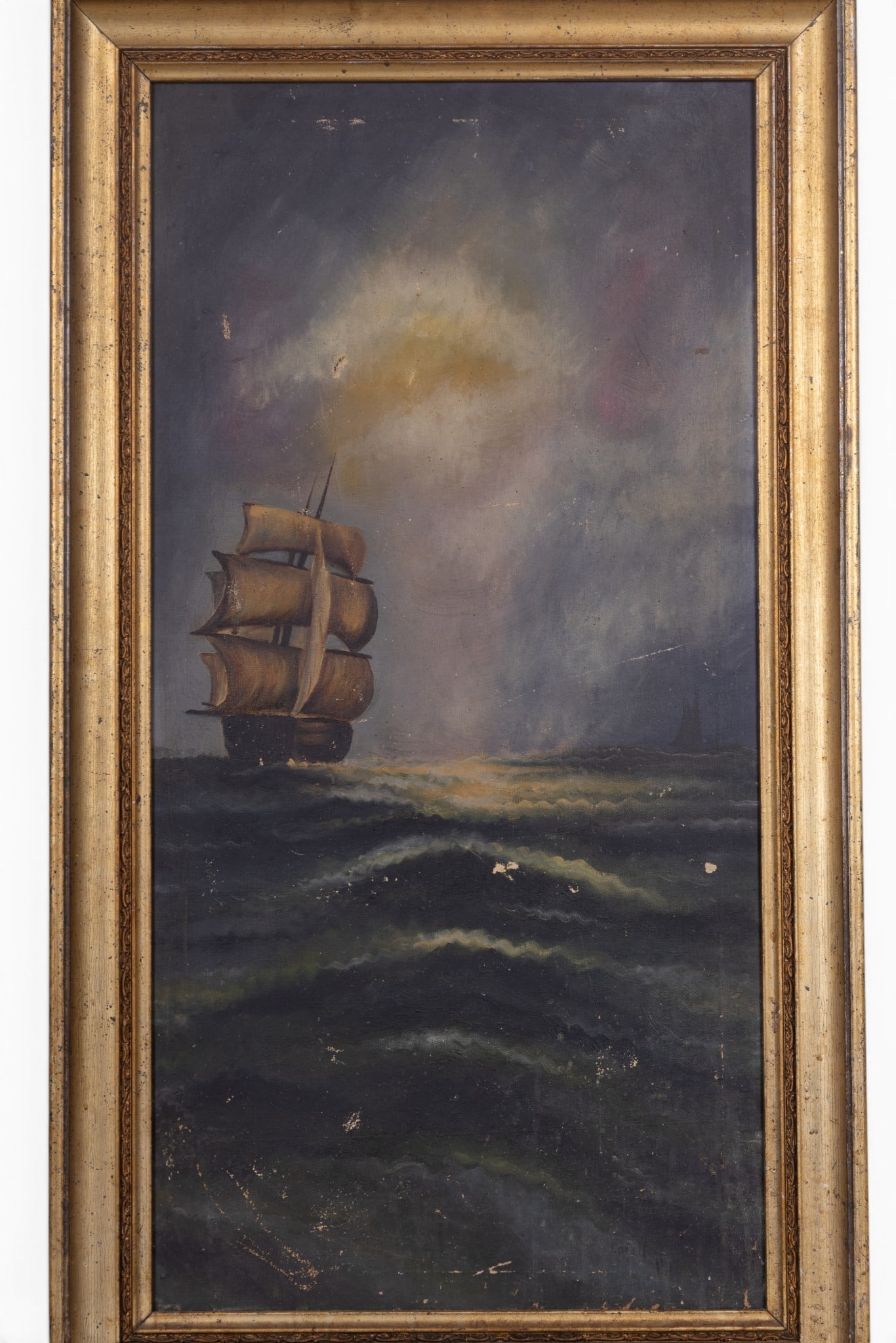 Antique Oil Painting Tall Ship Seascape (1 of 7)